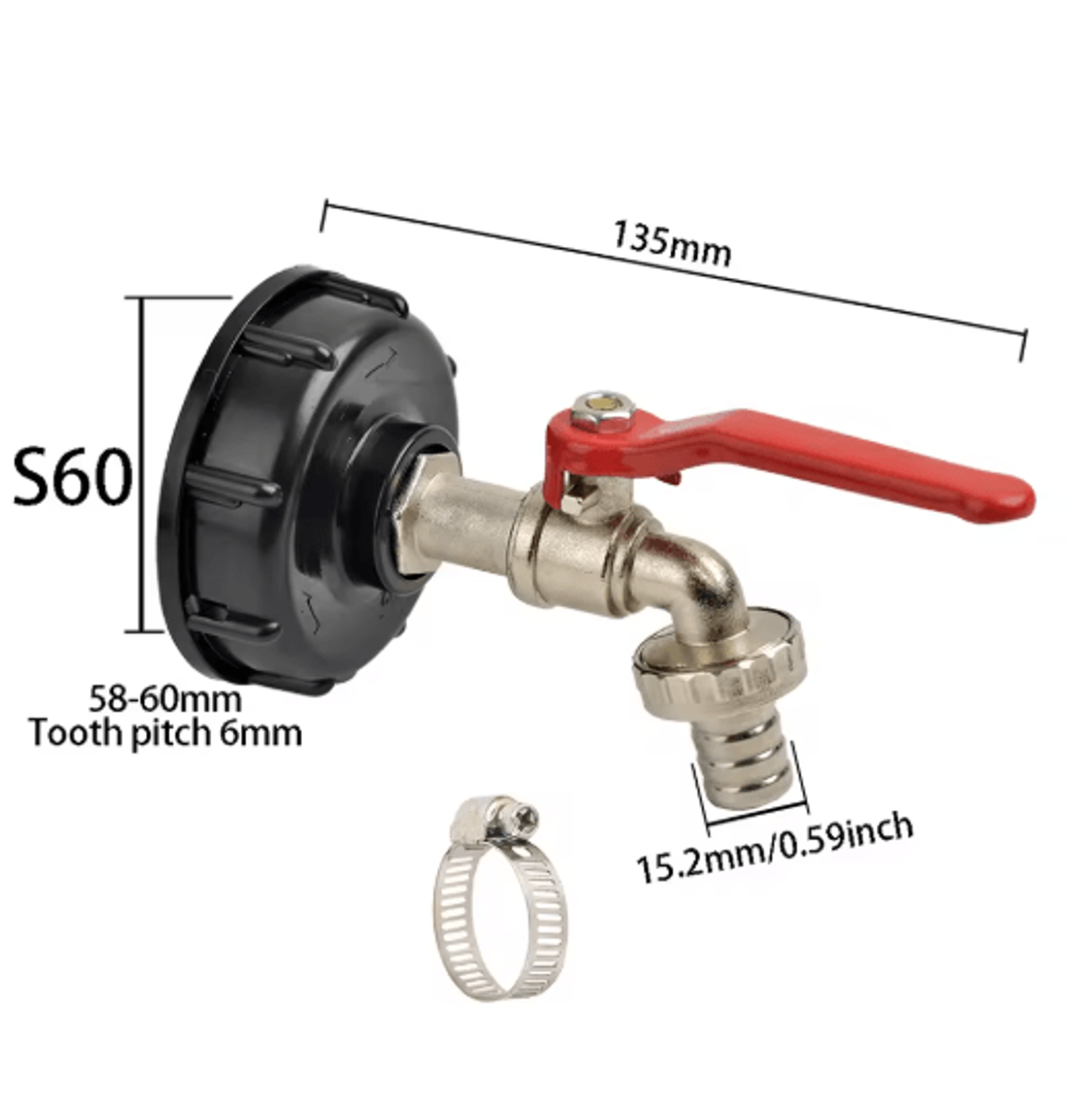 IBC Tank Tap Adapter S60x6 With 16mm Quick Connect Brass Valve For Garden  Home Use 9