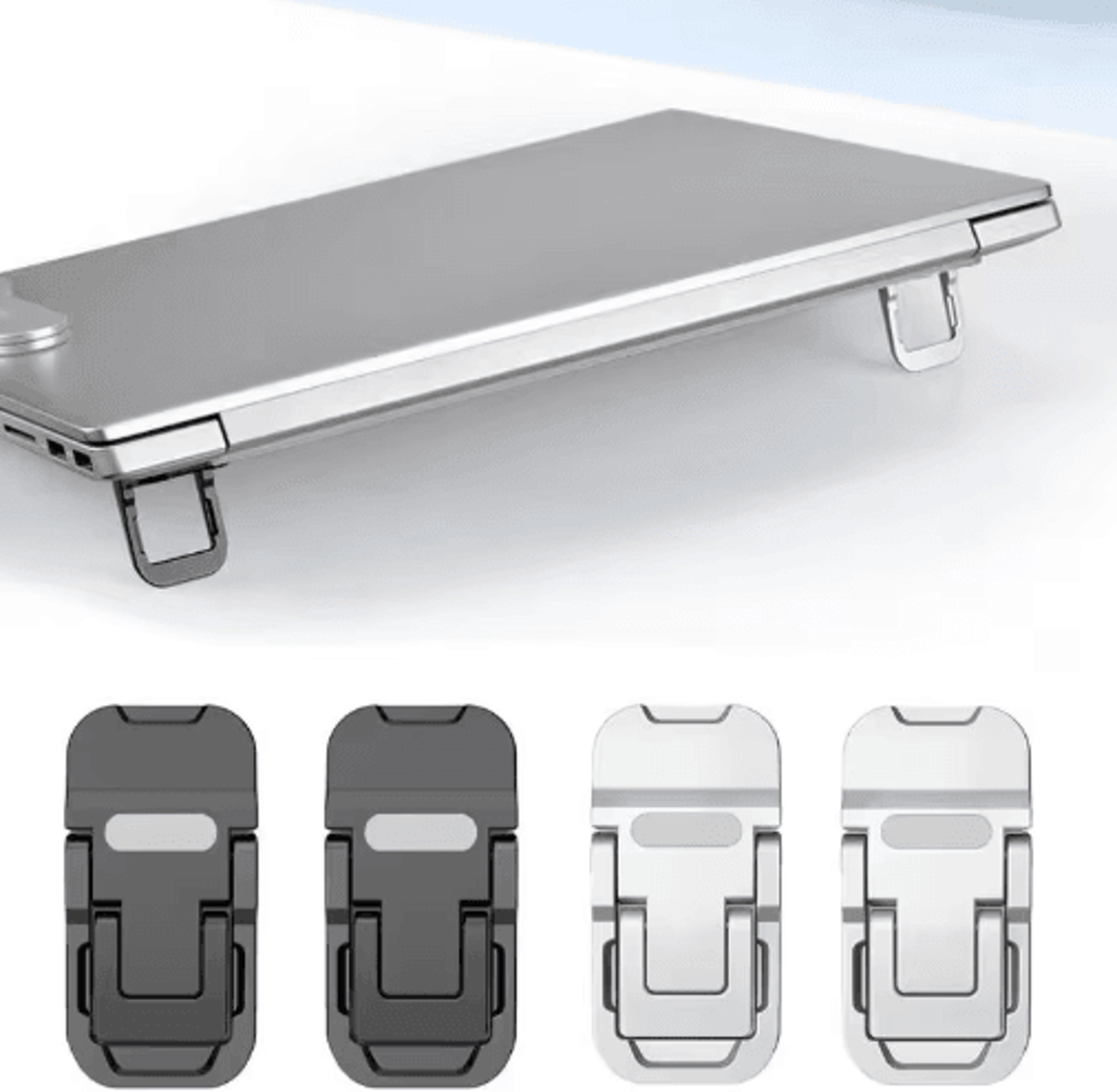FlexLift Invisible Laptop Stand  Mini Foldable Adhesive Riser With Dual Angles 0
