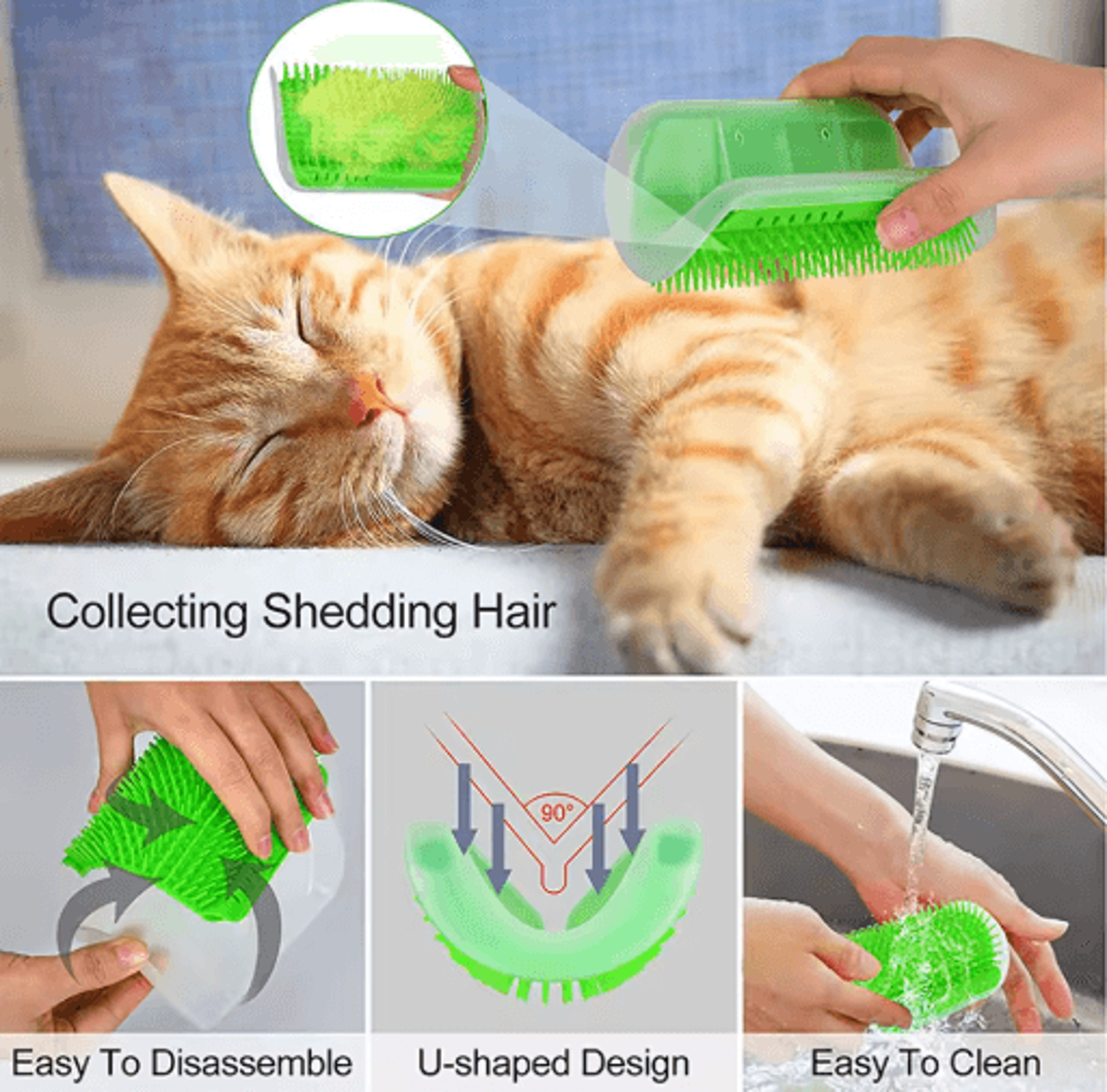 PurrClean Corner Cat Brush  SelfGrooming Massage  Hair Removal Scratcher 7