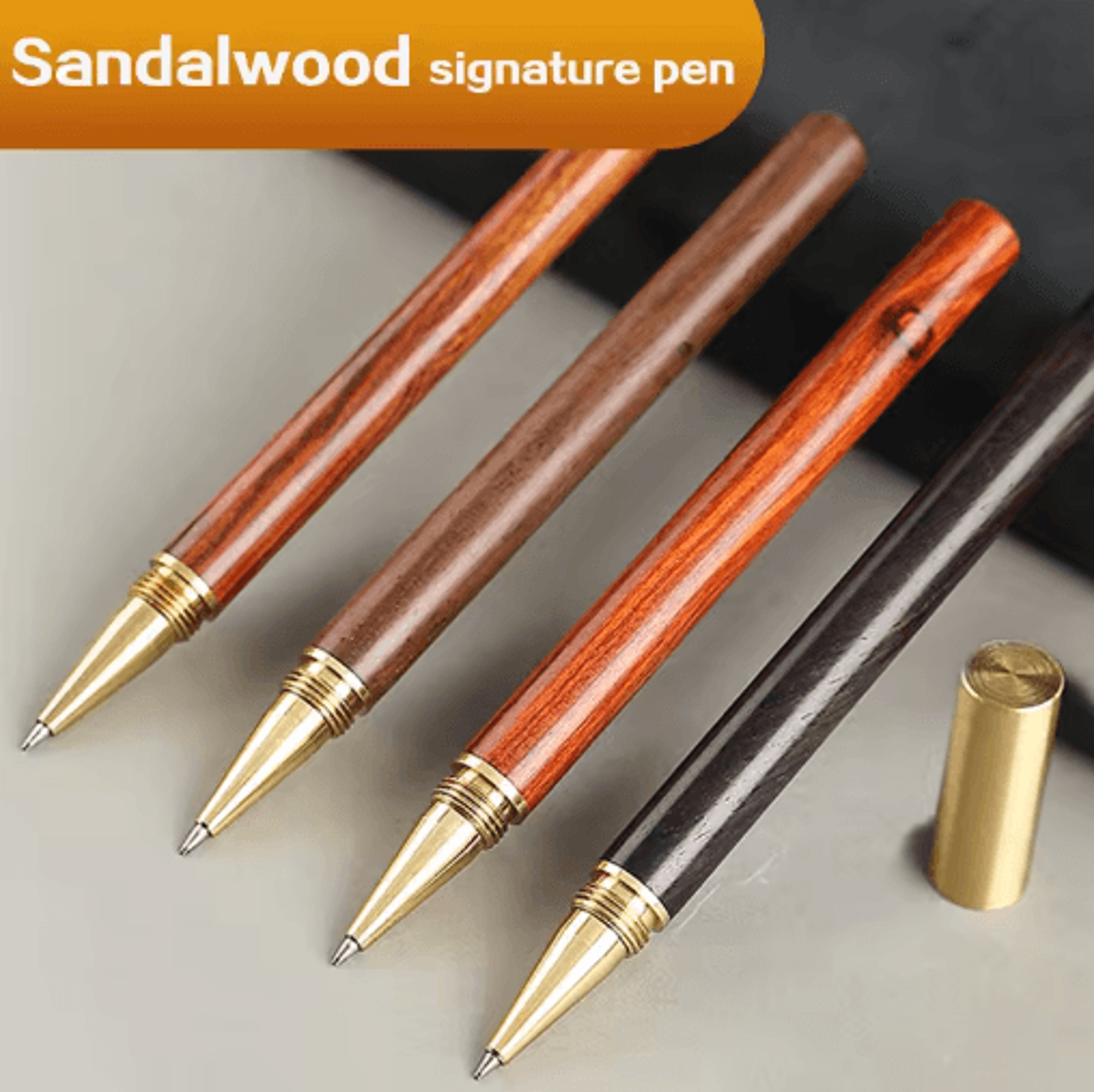 HeritageCraft Wooden Ballpoint Pen  Vintage Brass Cap Signature Writing Pen 6