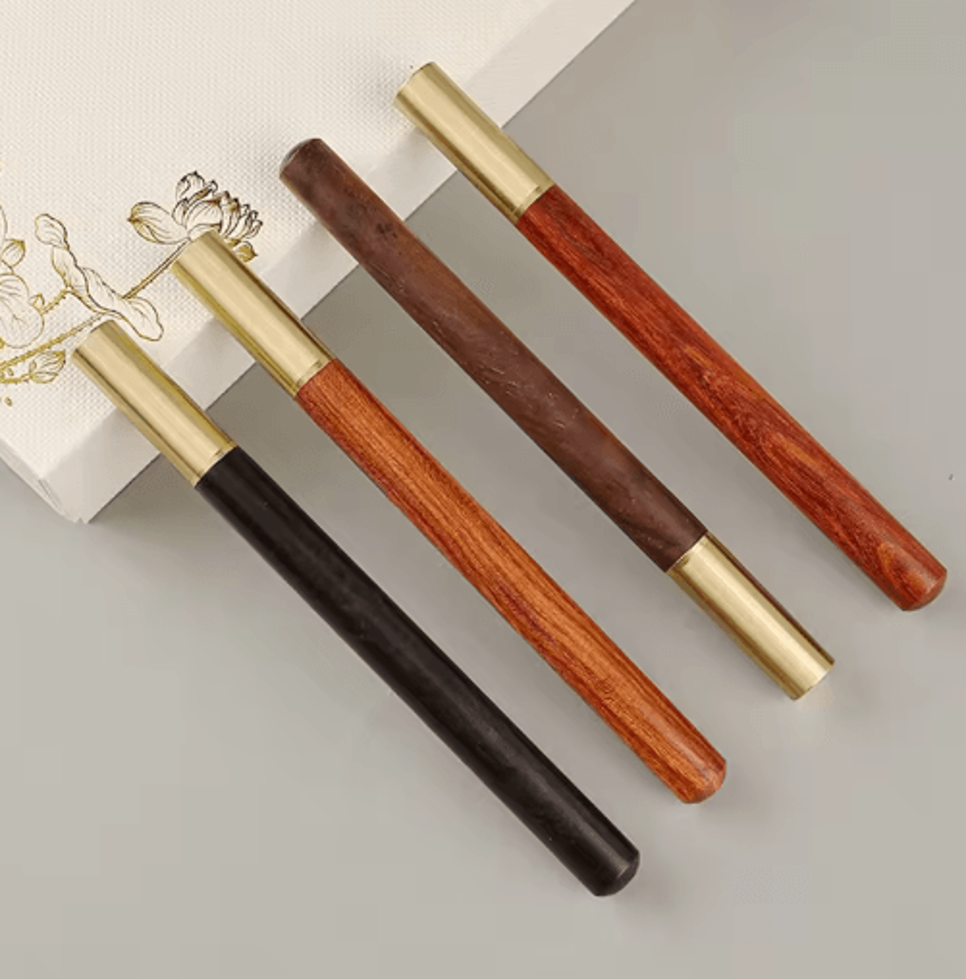 HeritageCraft Wooden Ballpoint Pen  Vintage Brass Cap Signature Writing Pen 9