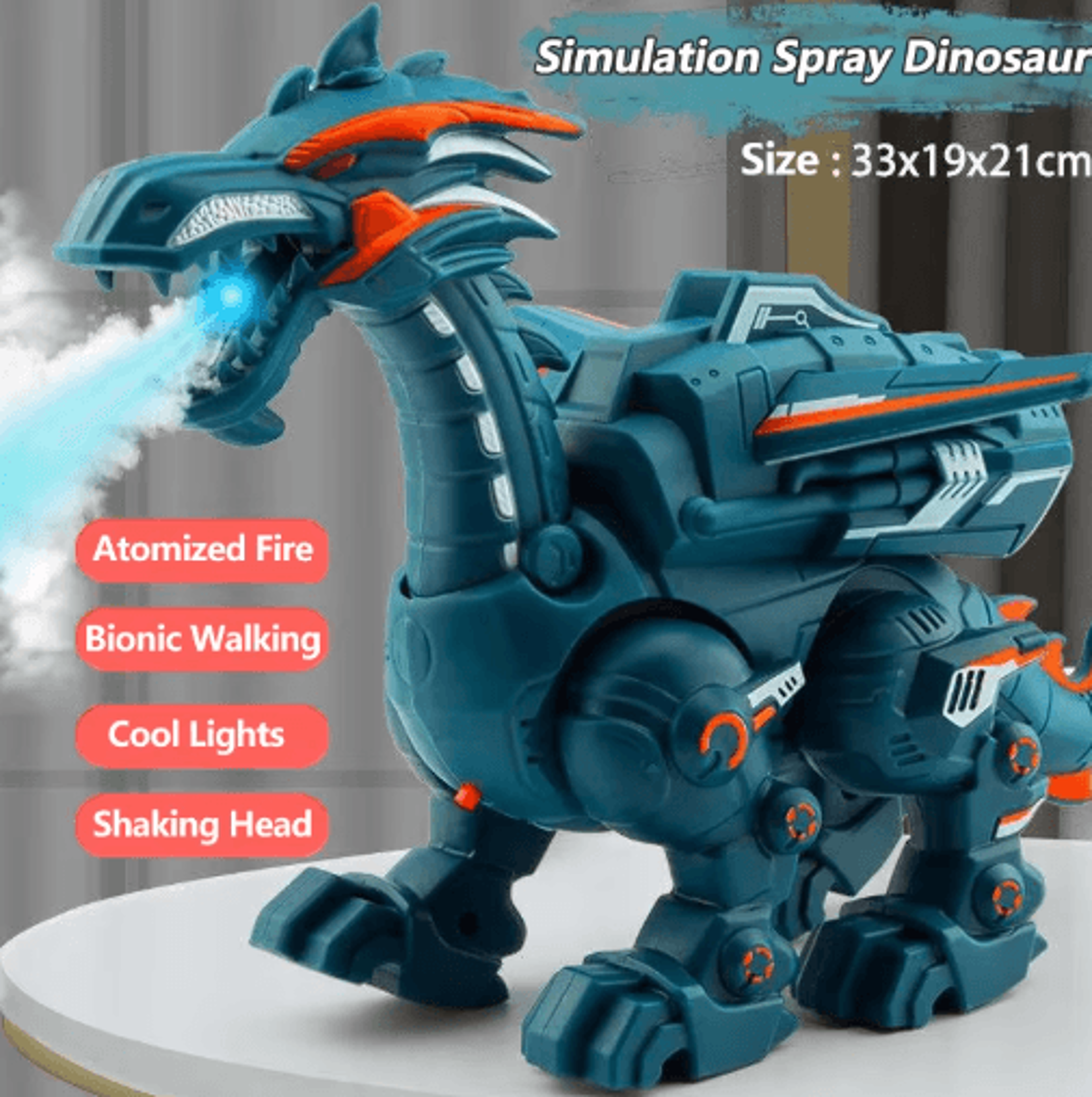DinoBlaze Fire Breathing Dinosaur Toy  Light  Water Spray Interactive Model 7