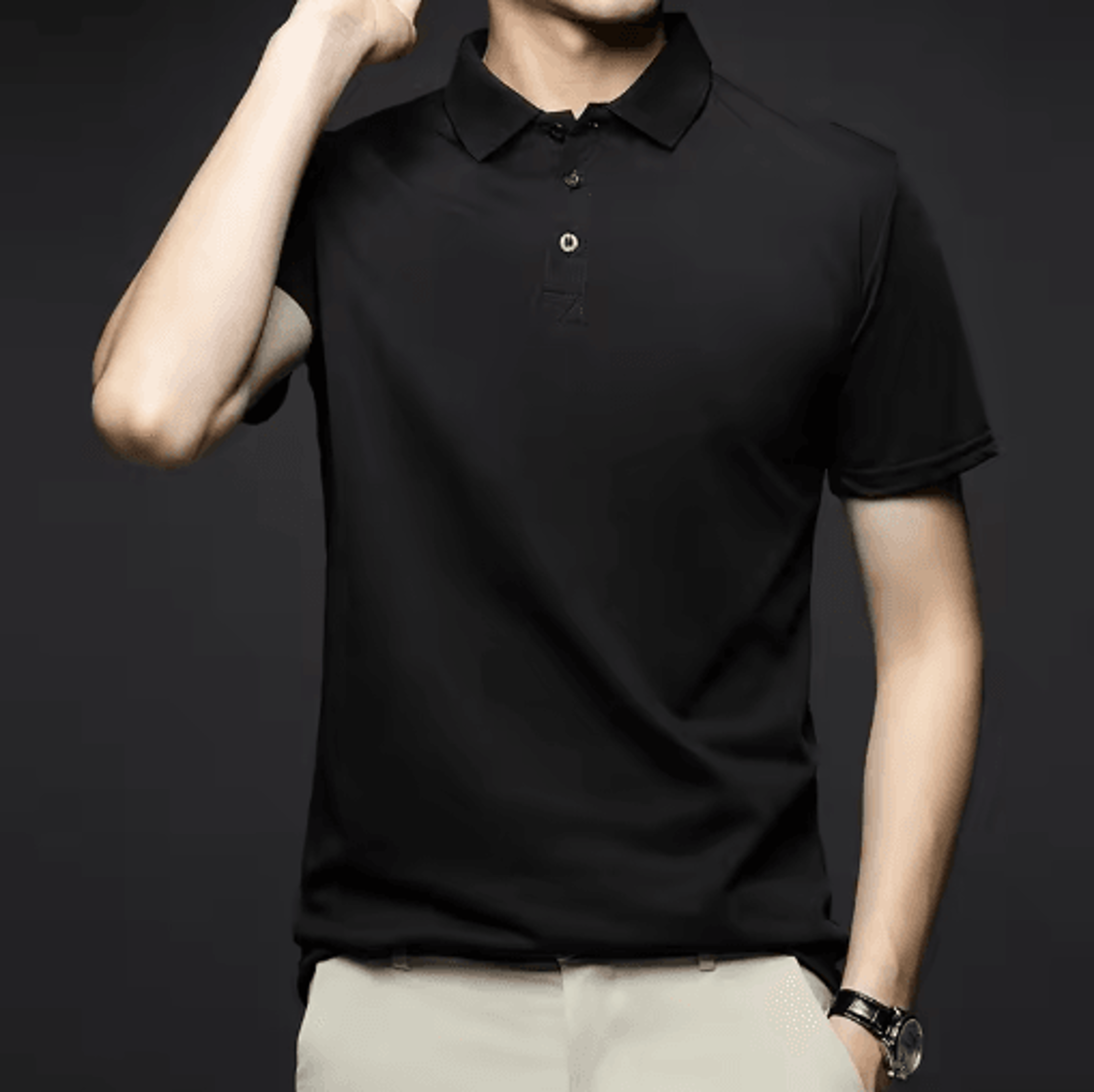 Mens Polo Shirt Breathable Solid Color Casual Summer Top 4