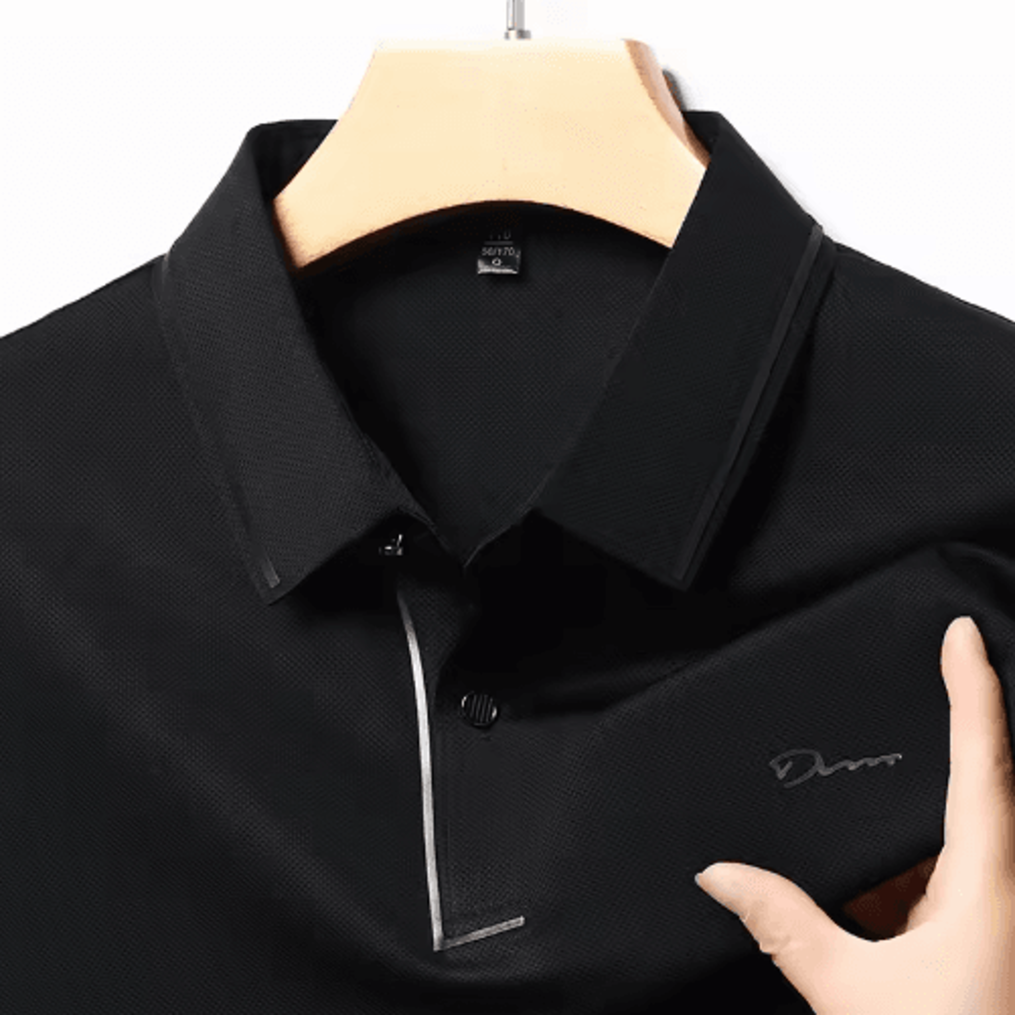 Mens Long Sleeve Polo Shirt With Badge  Breathable Business Casual Top 4
