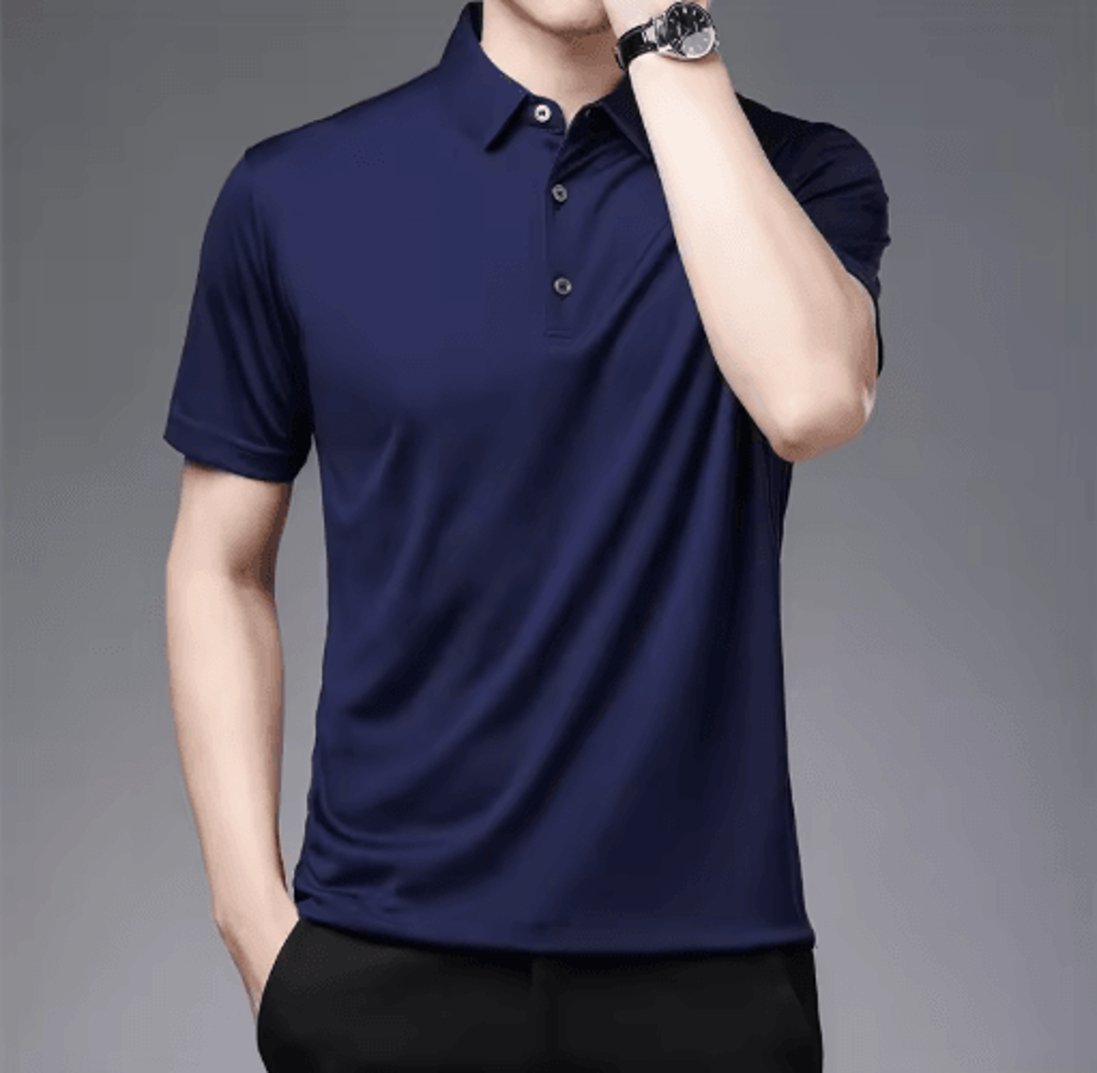 Mens Short Sleeve Polo Shirt Breathable Business Casual Summer Essential 1