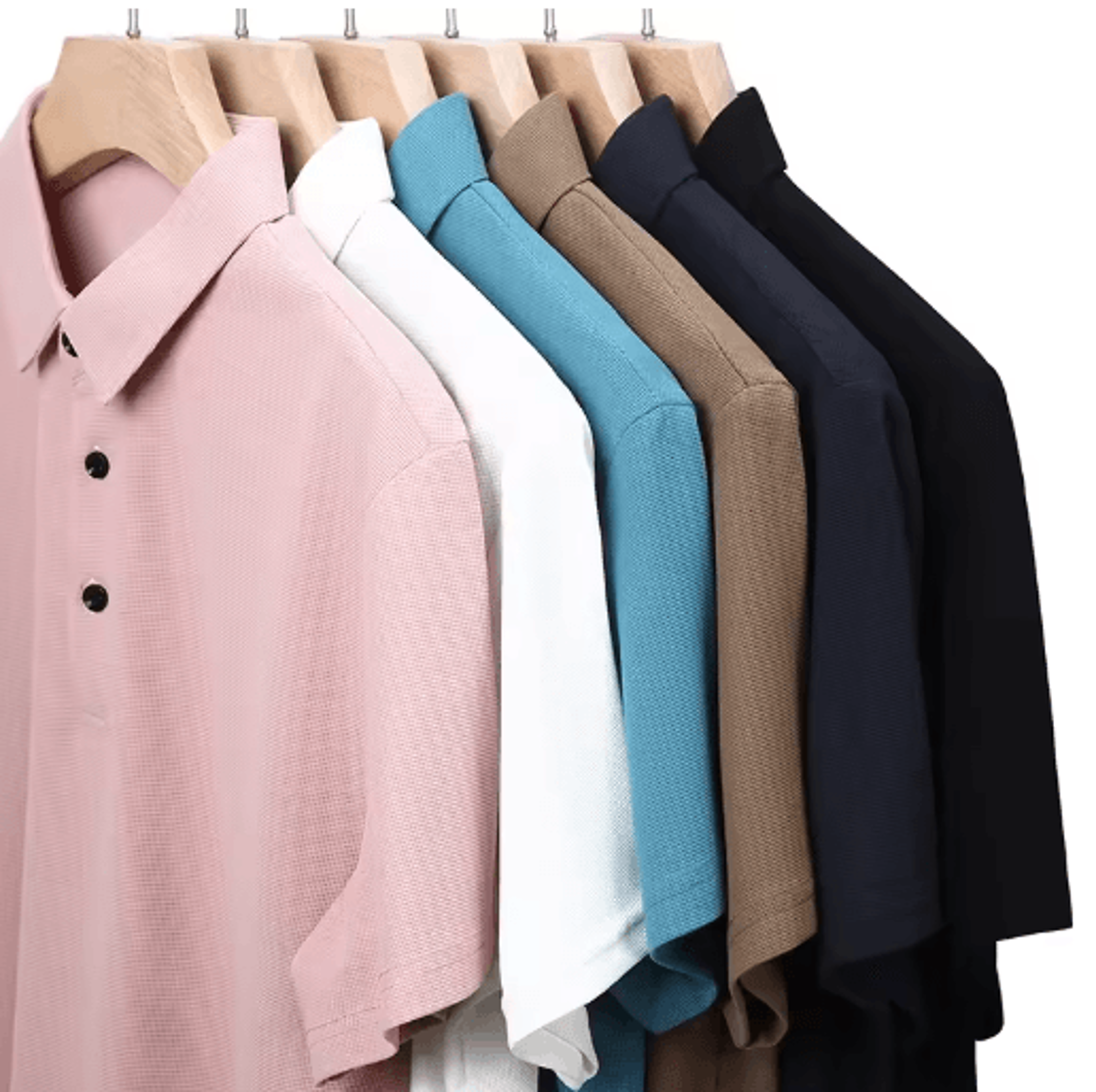 Mens Waffle Polo Shirt Short Sleeve Textured Casual Summer Top 0