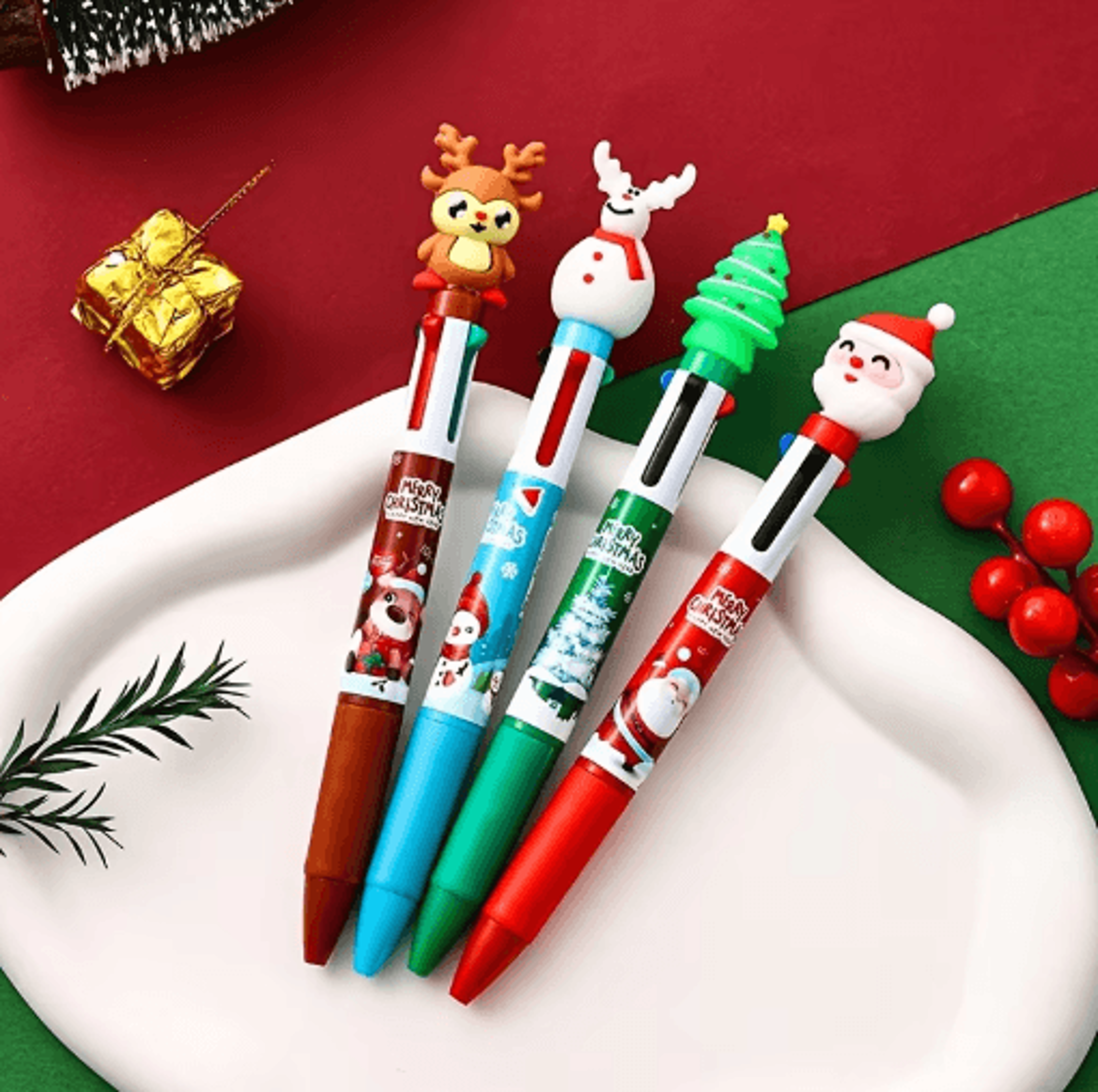 Christmas Ballpoint Pens Set 16pcs Multi Color Santa Claus Holiday Gift Pens 4