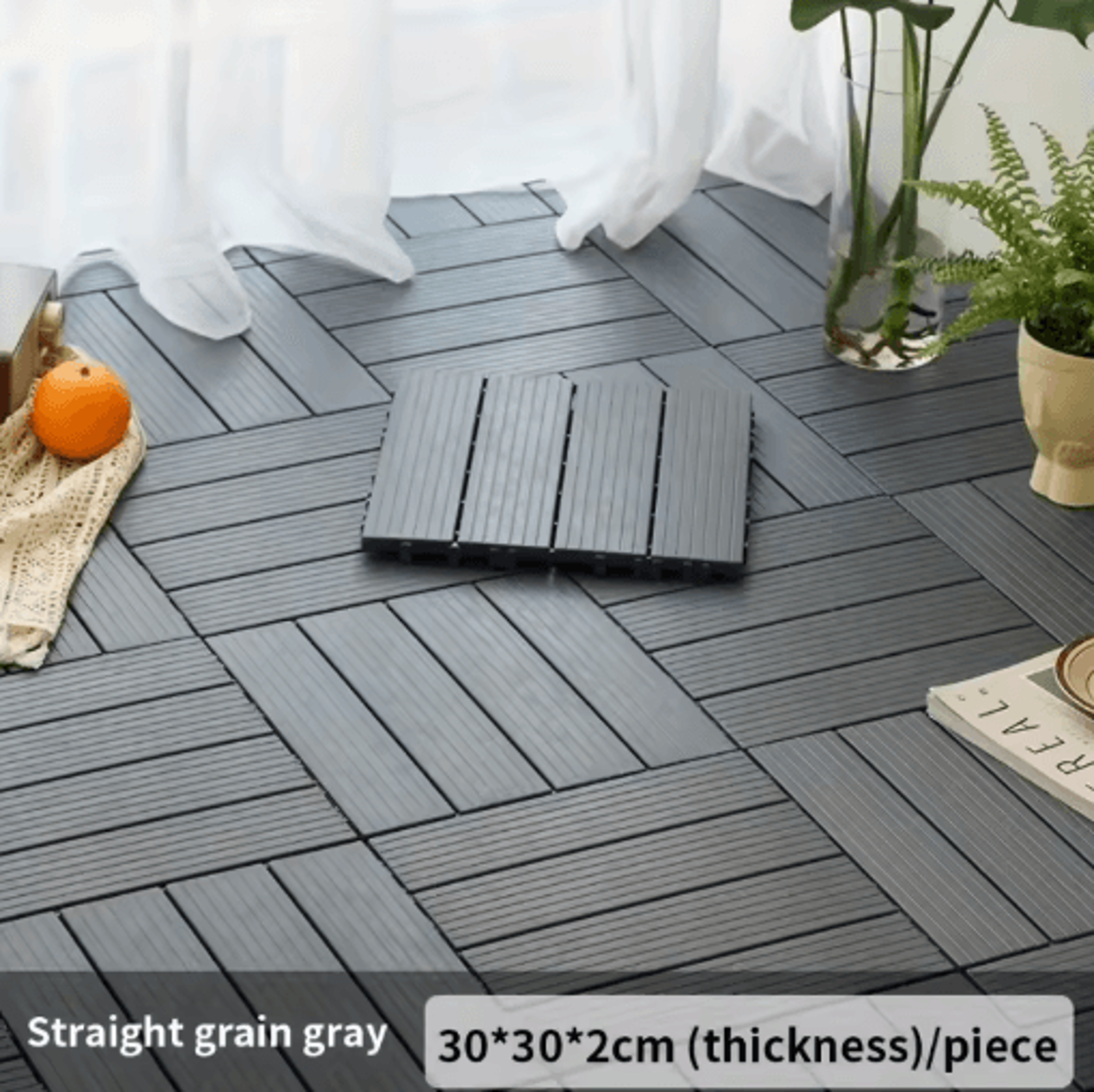 Interlocking Deck Tiles Set Waterproof Outdoor Balcony Flooring DIY Kit 10pcs 2