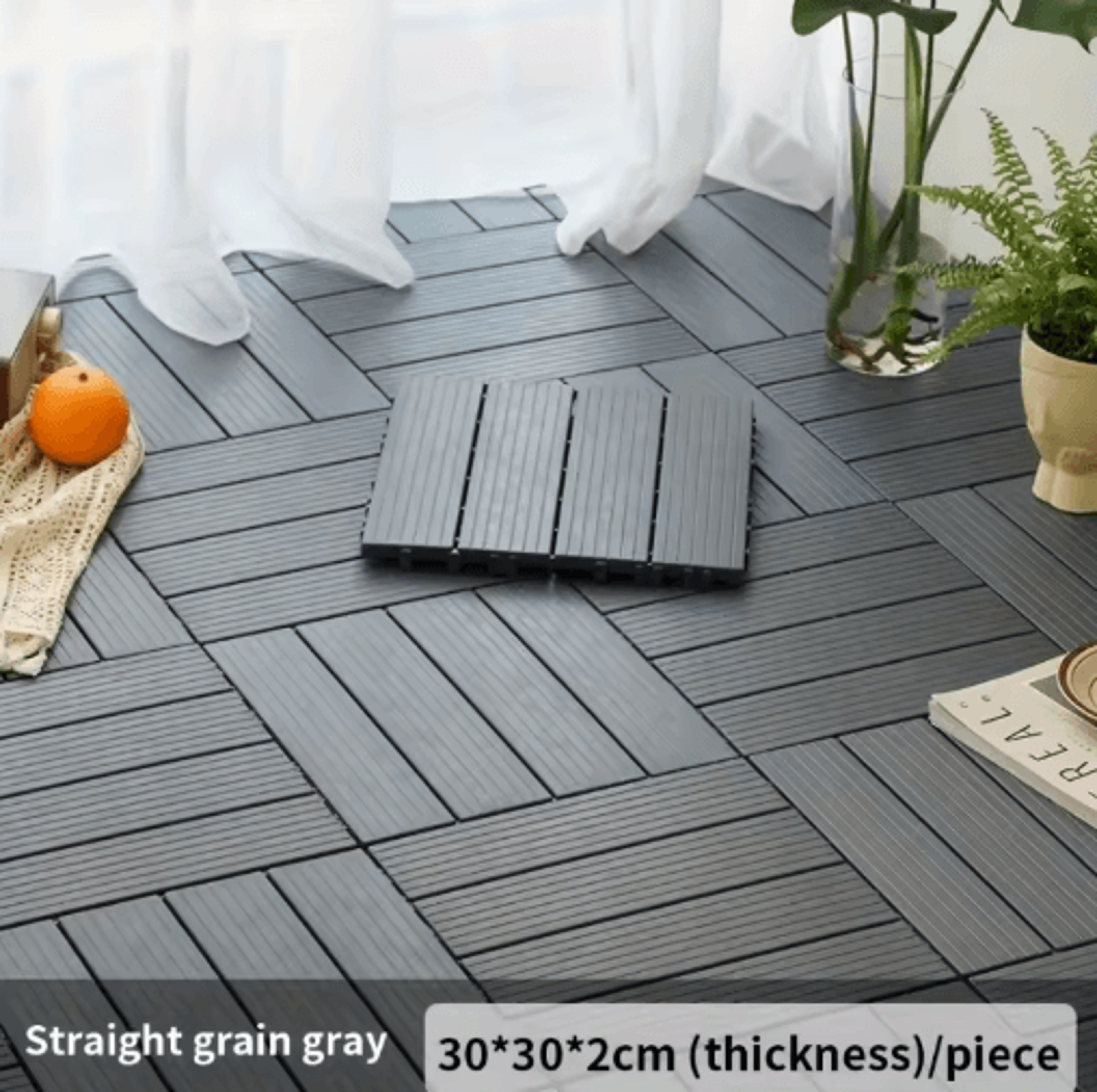 Interlocking Deck Tiles Set Waterproof Outdoor Balcony Flooring DIY Kit 10pcs 7