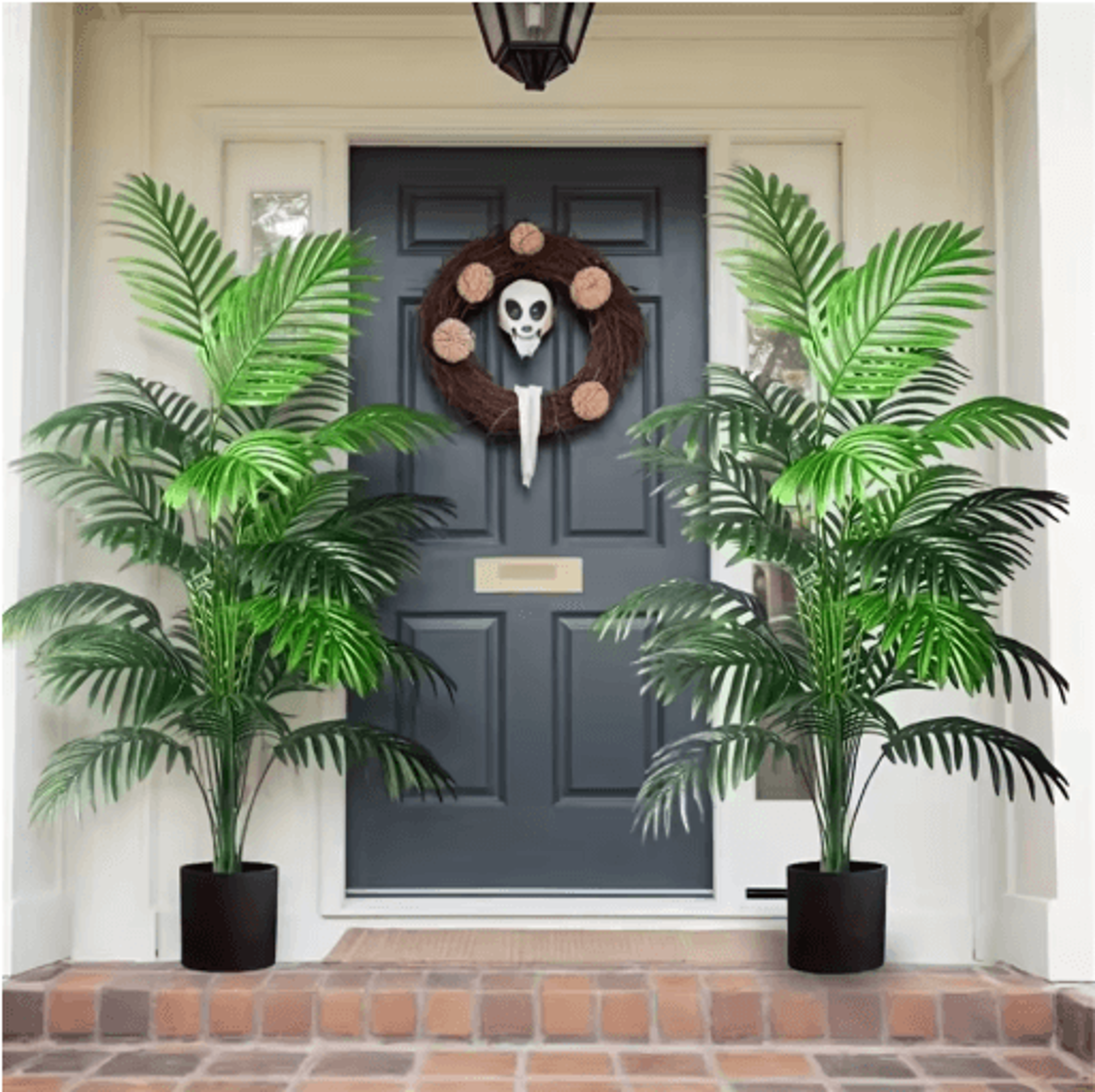Artificial Areca Palm Plant In Pot Realistic Indoor Outdoor Decorative Fake Palm Tree 24 Leaves 8