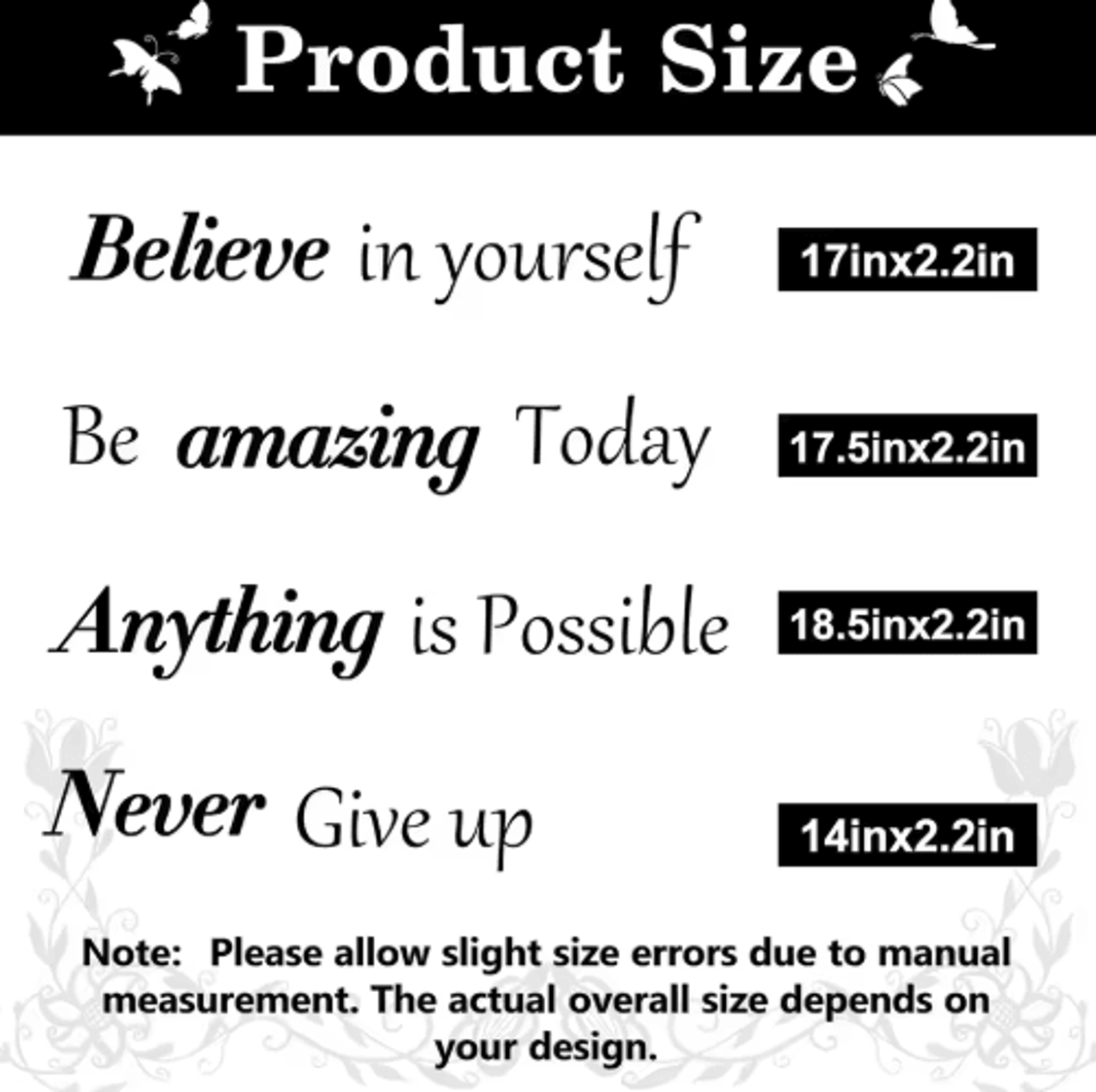 InspireBloom Motivational Wall Stickers  Positive Quote  Butterfly Peel And Stick Decor 4