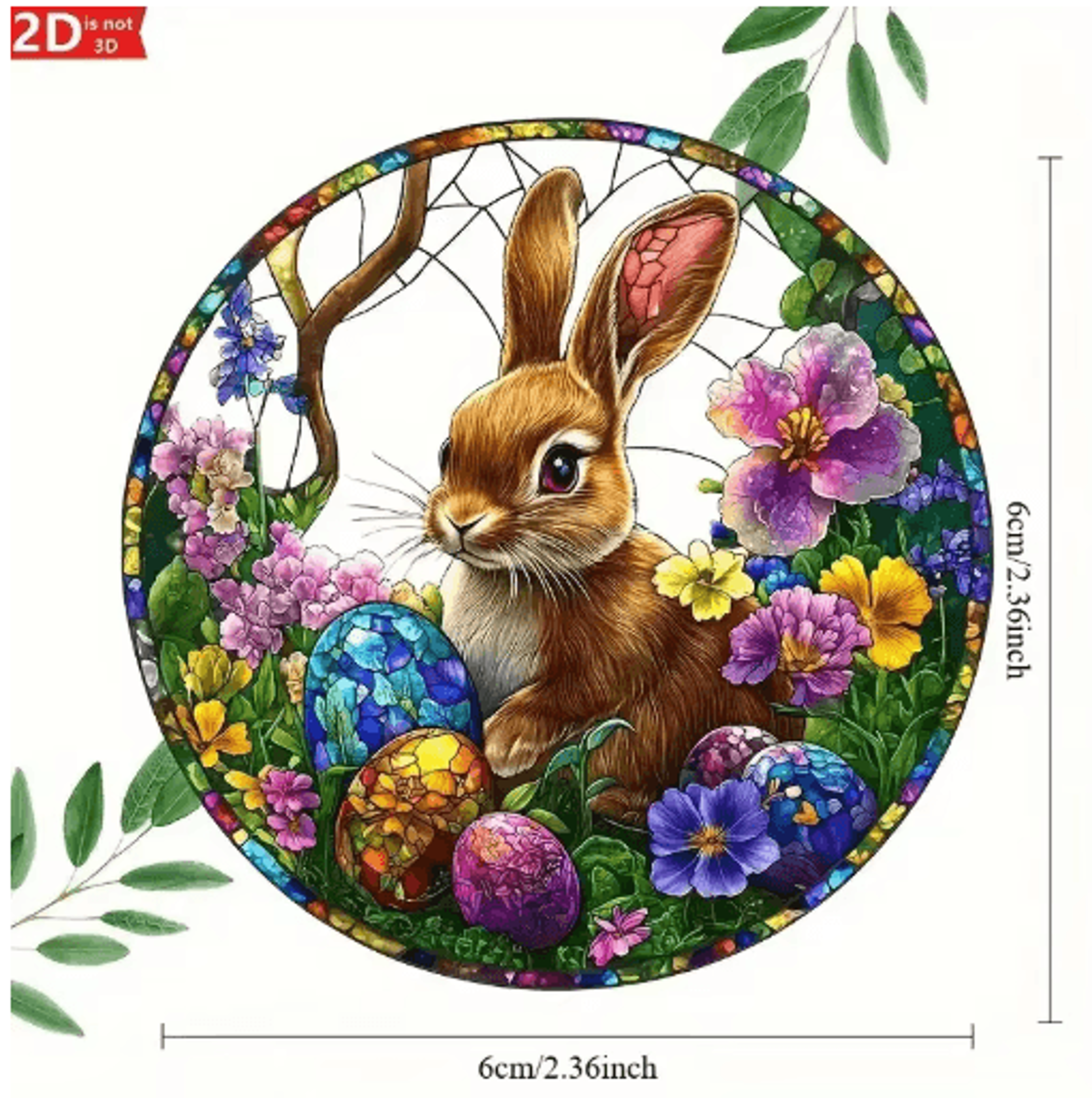 SpringGlow Easter Bunny Acrylic Window Hanging  Floral Egg Decor Ornament 5