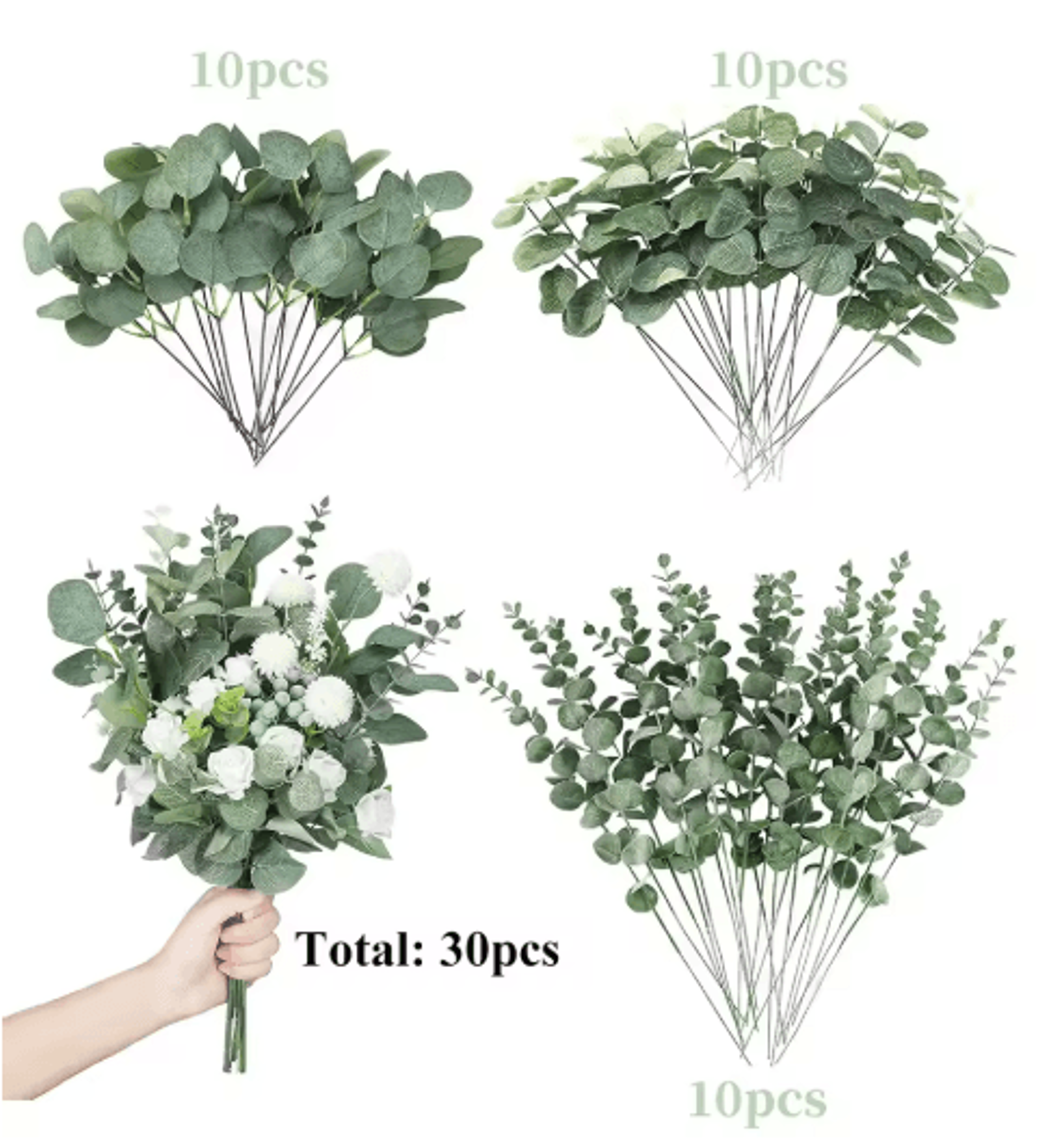 EverGreen Bulk Eucalyptus Stems Set  Mixed Silver Dollar Artificial Leaves 3060120PCS 4