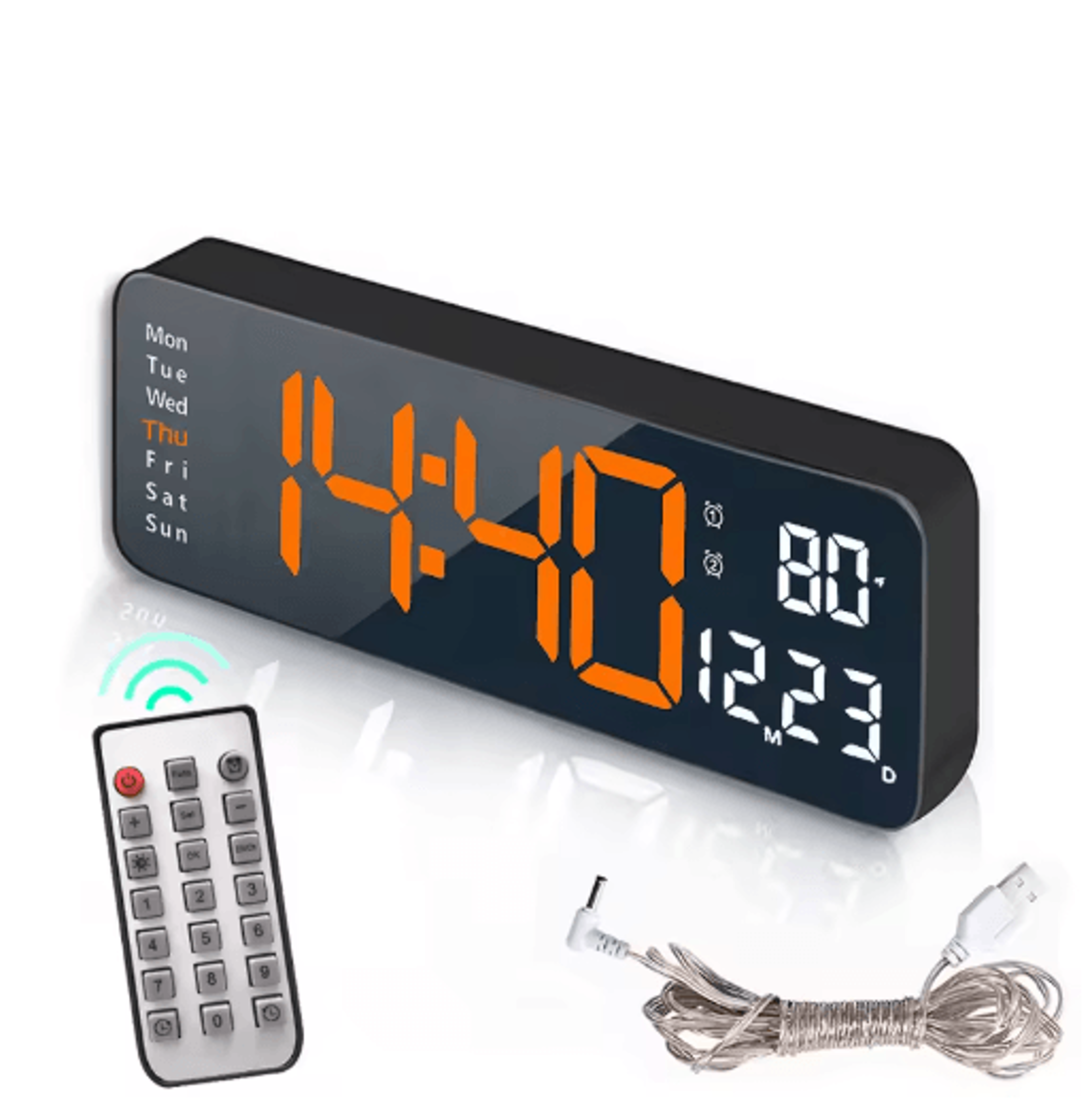 Smart LED Digital Wall Clock Silent Modern Display With Temperature  Calendar 1