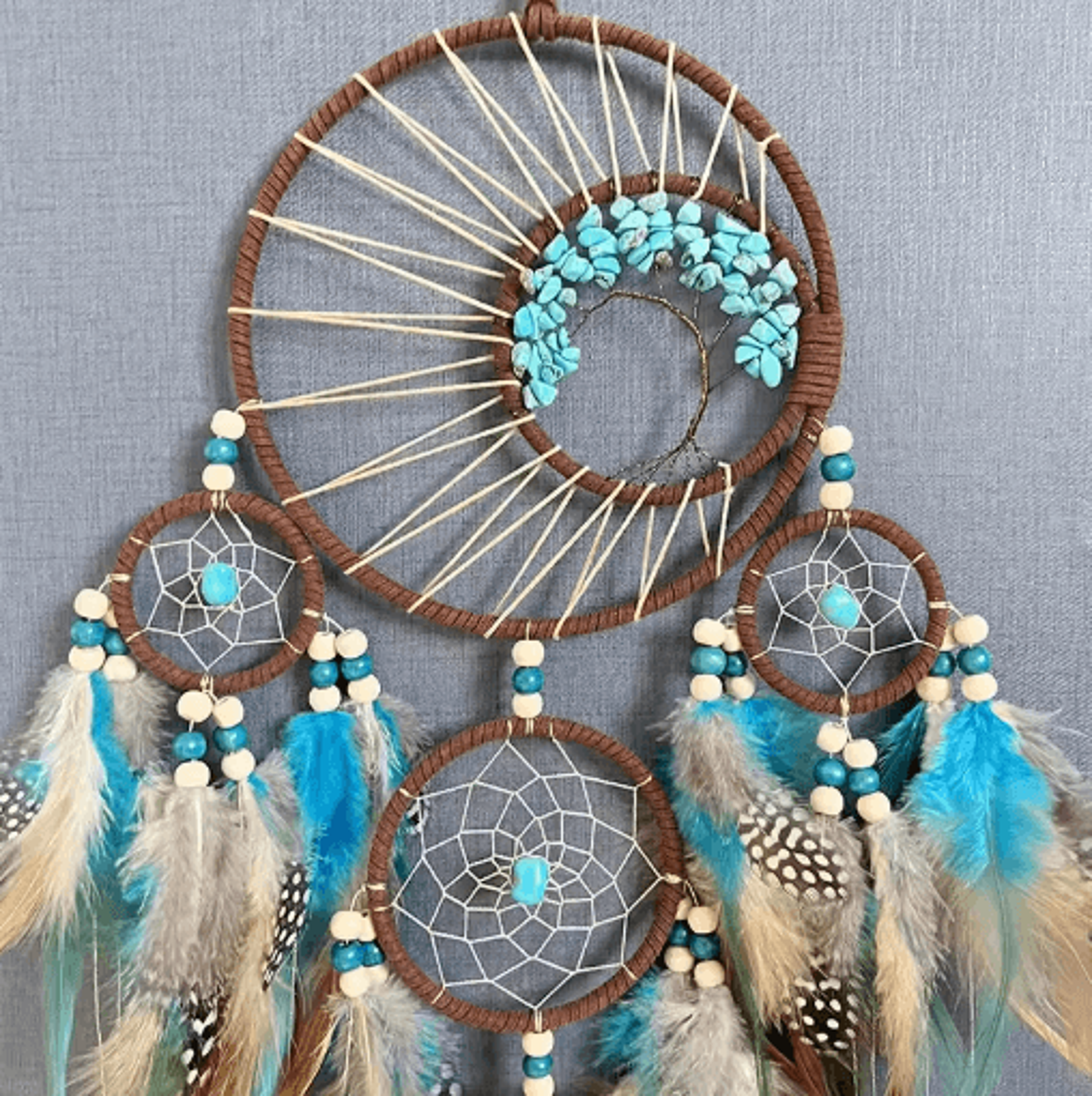 Vintage Dream Catcher Wind Chime  Tree Of Life Natural Stone Wall Hanging Decor 0