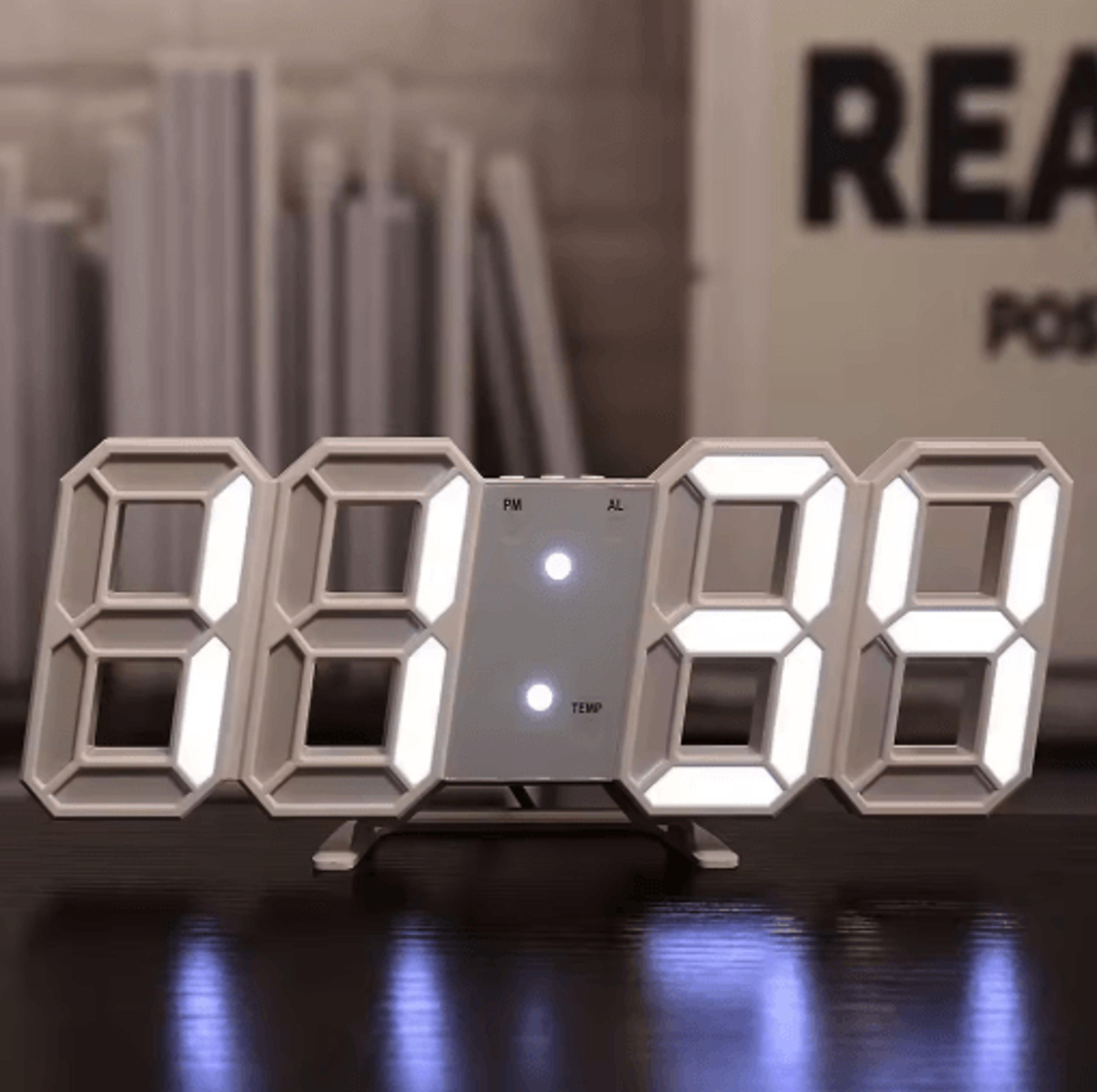 3D LED Digital Wall Clock  Adjustable Glow Night Mode Home Decor Display 5
