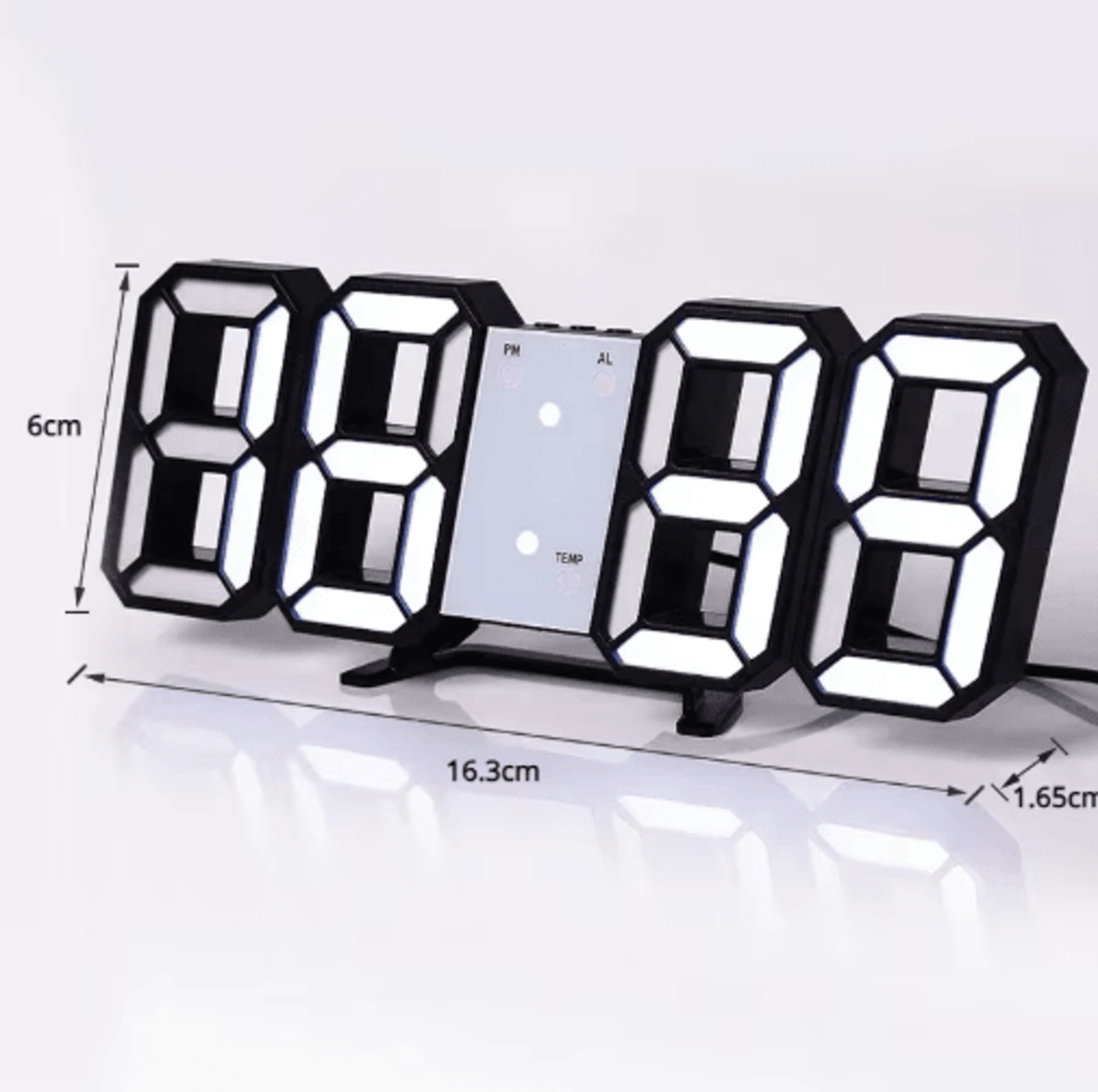 3D LED Digital Wall Clock  Adjustable Glow Night Mode Home Decor Display 7