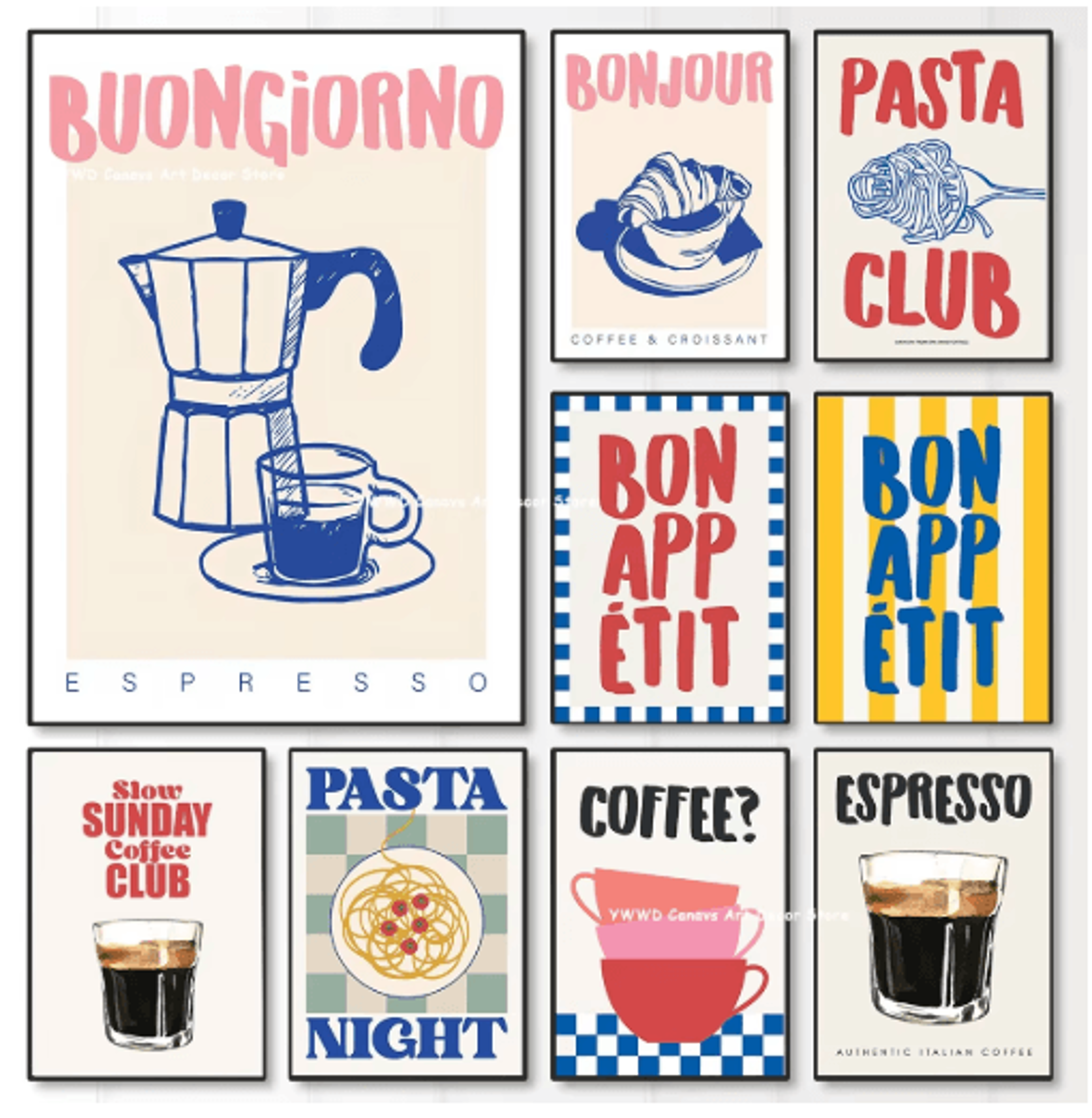 Bon Appetit Coffee Canvas Wall Art  Moka Pot Espresso Poster For Kitchen Decor 0