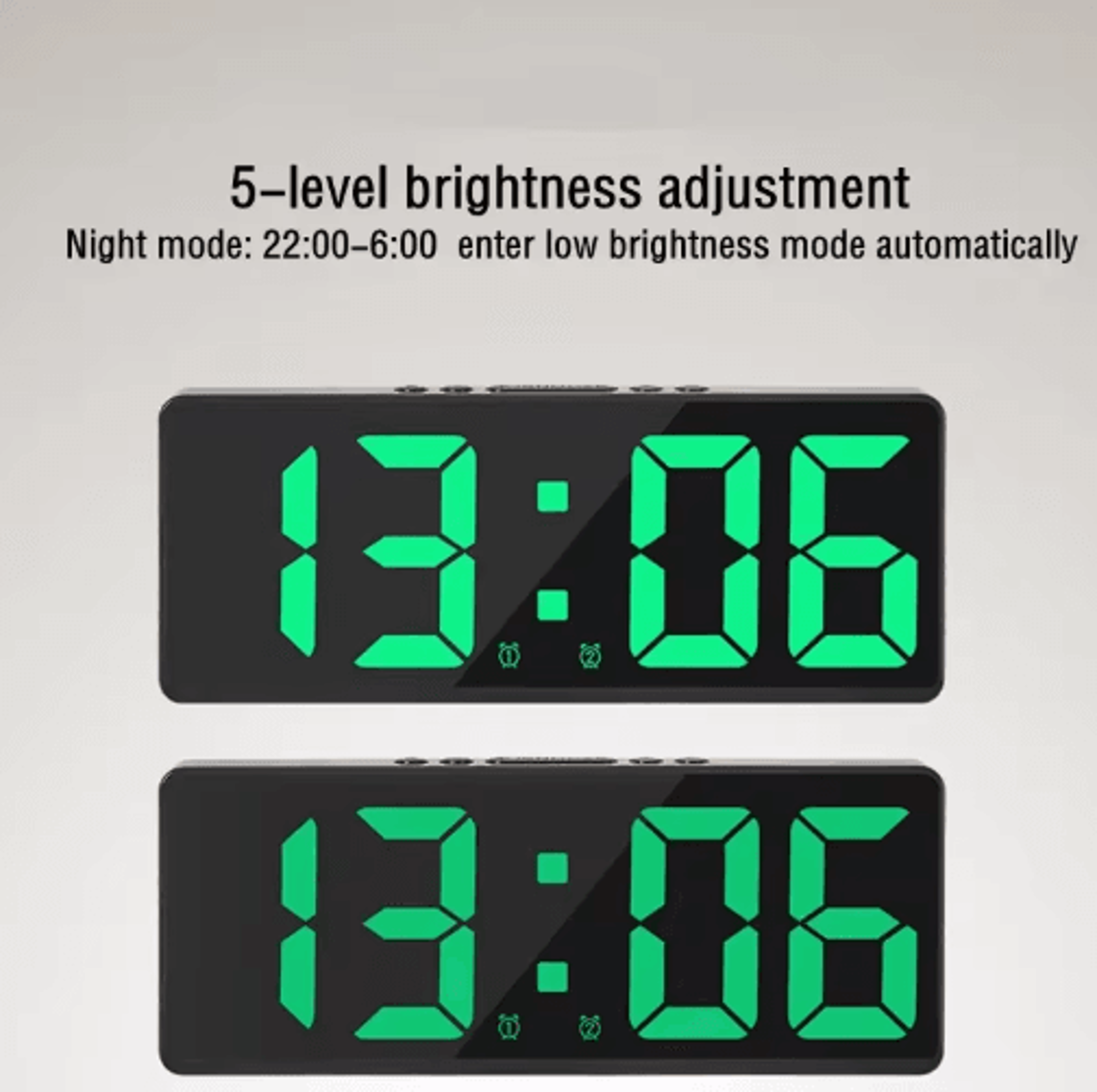 Voice Control LED Digital Alarm Clock  Smart Bedside Clock With Temperature  Snooze 10