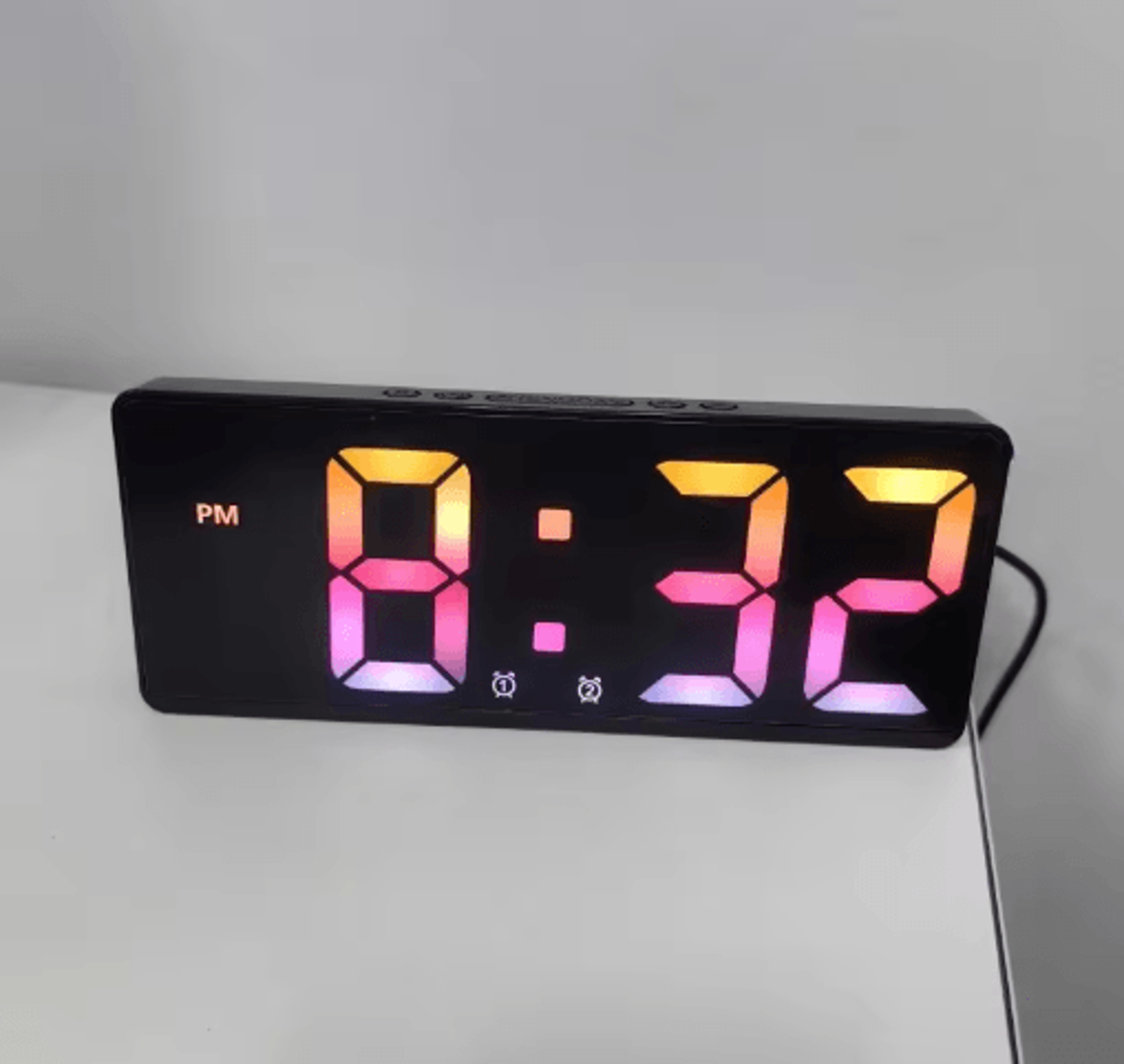 Voice Control LED Digital Alarm Clock  Smart Bedside Clock With Temperature  Snooze 2