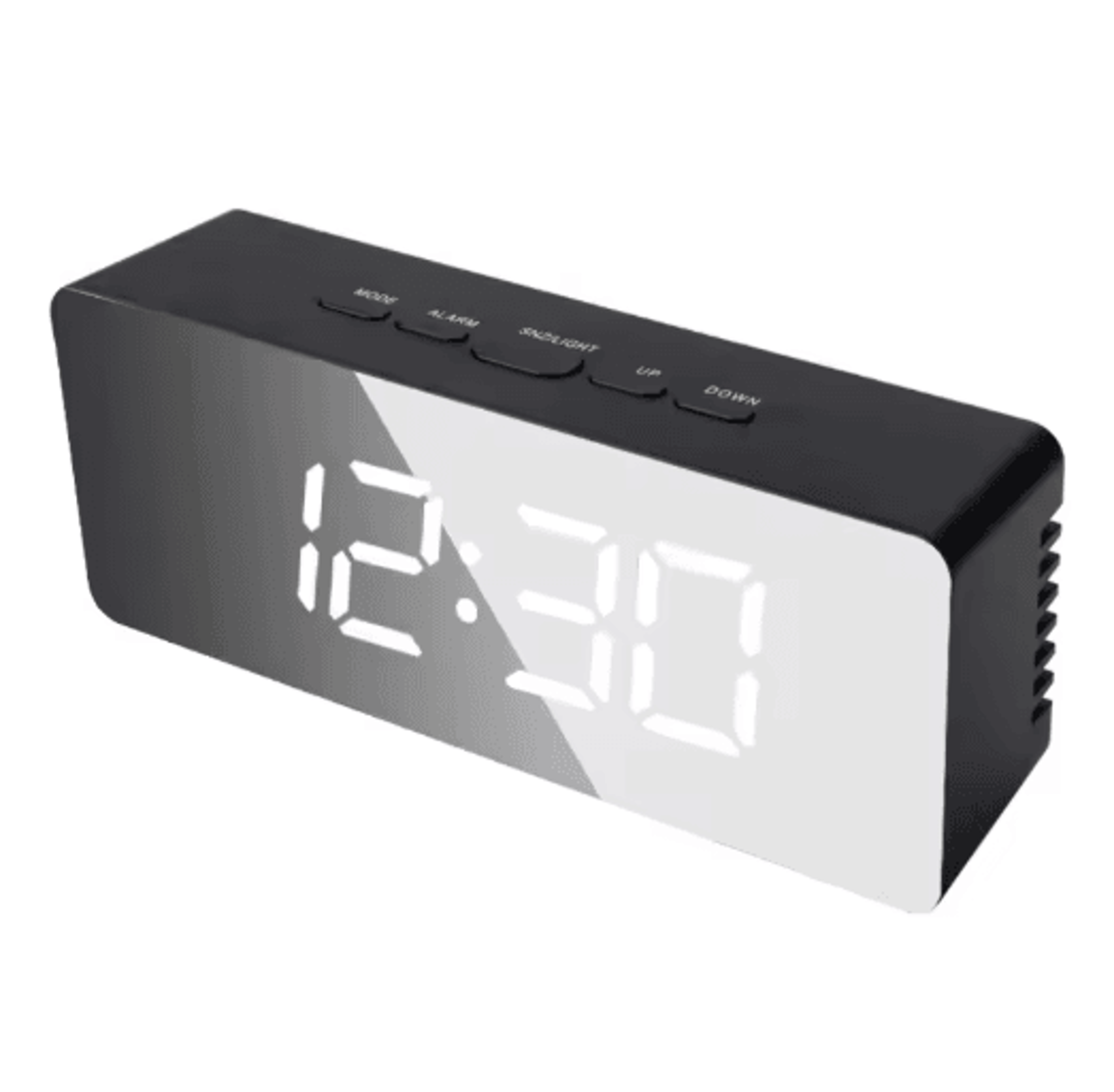 LED Mirror Digital Alarm Clock With Snooze USB Desk Clock  Bedside Night Light 2