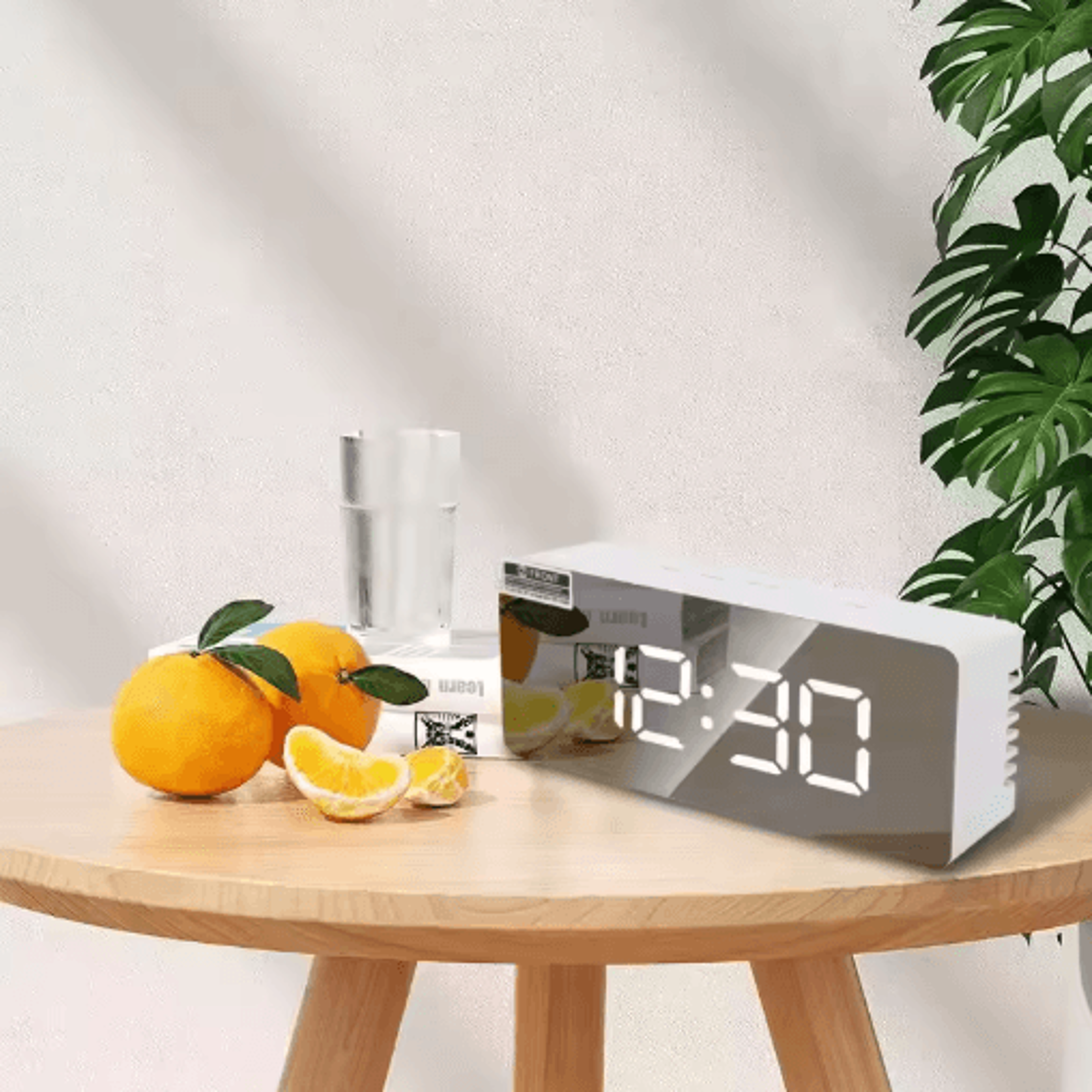 LED Mirror Digital Alarm Clock With Snooze USB Desk Clock  Bedside Night Light 5