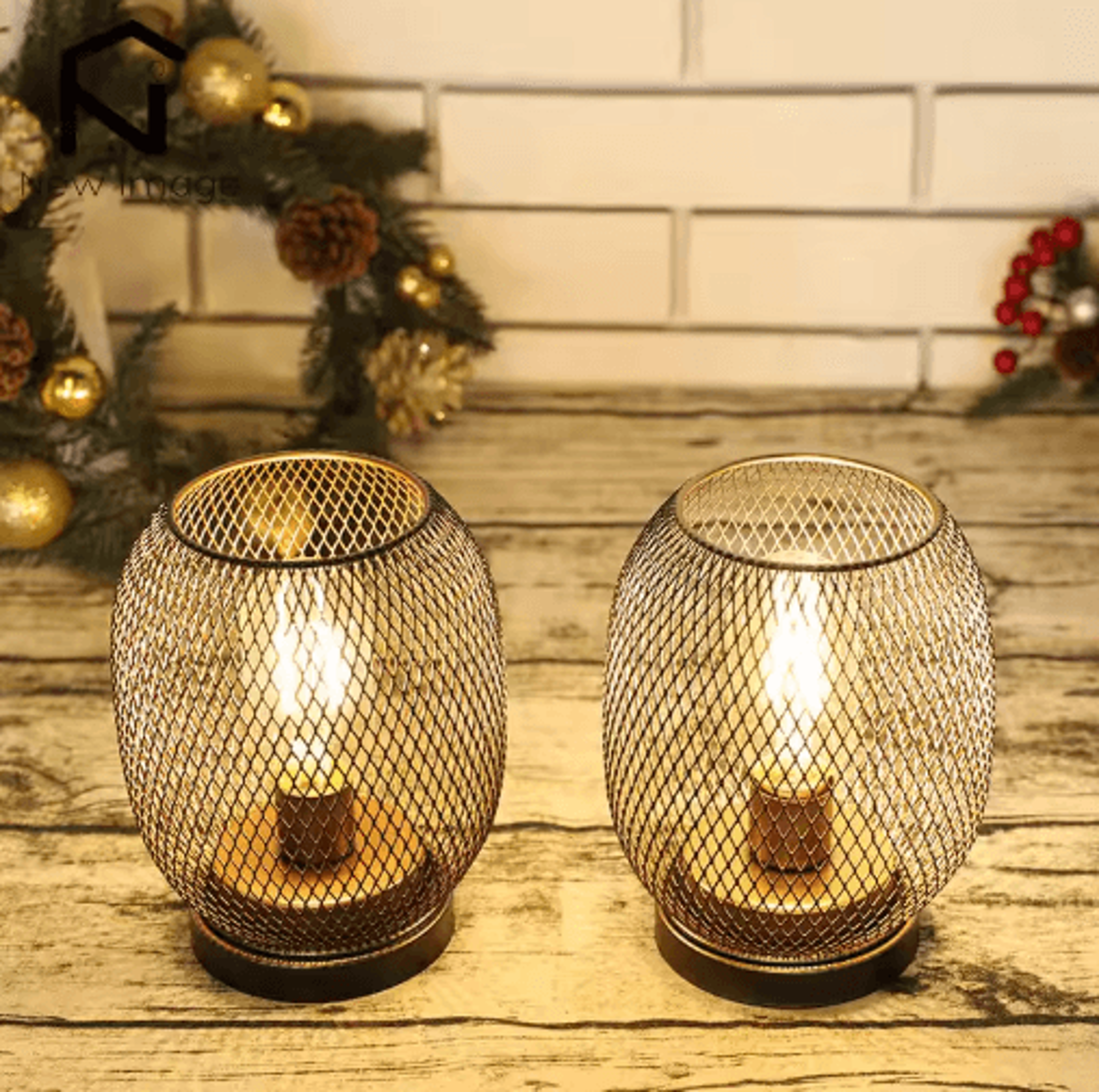 Battery Powered Metal Cage Table Lamp  Cordless LED Lantern For Wedding  Home Decor 5