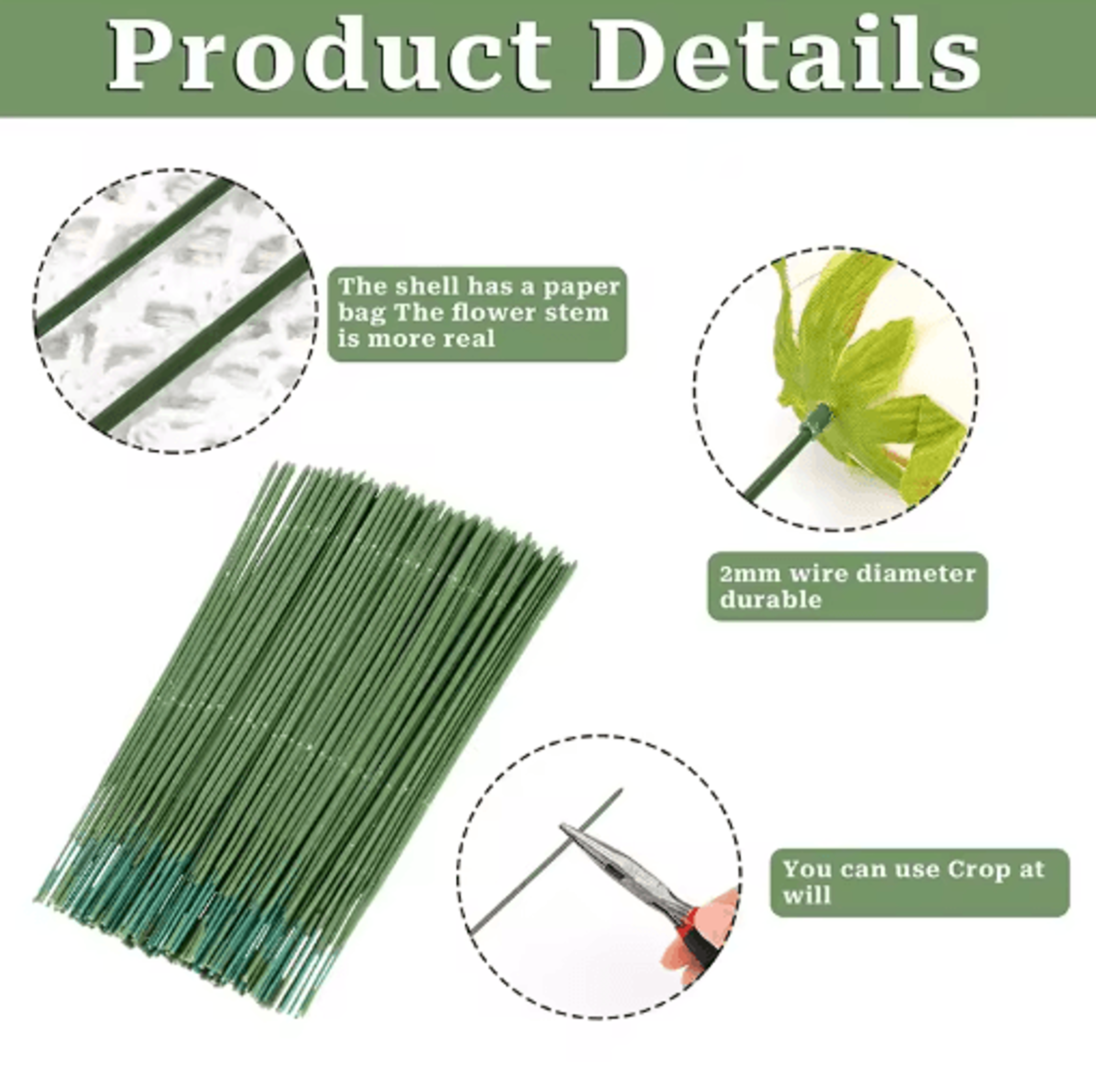 Artificial Flower Stems  100PCS Plastic DIY Floral Stems For Wedding  Craft Arrangements 8