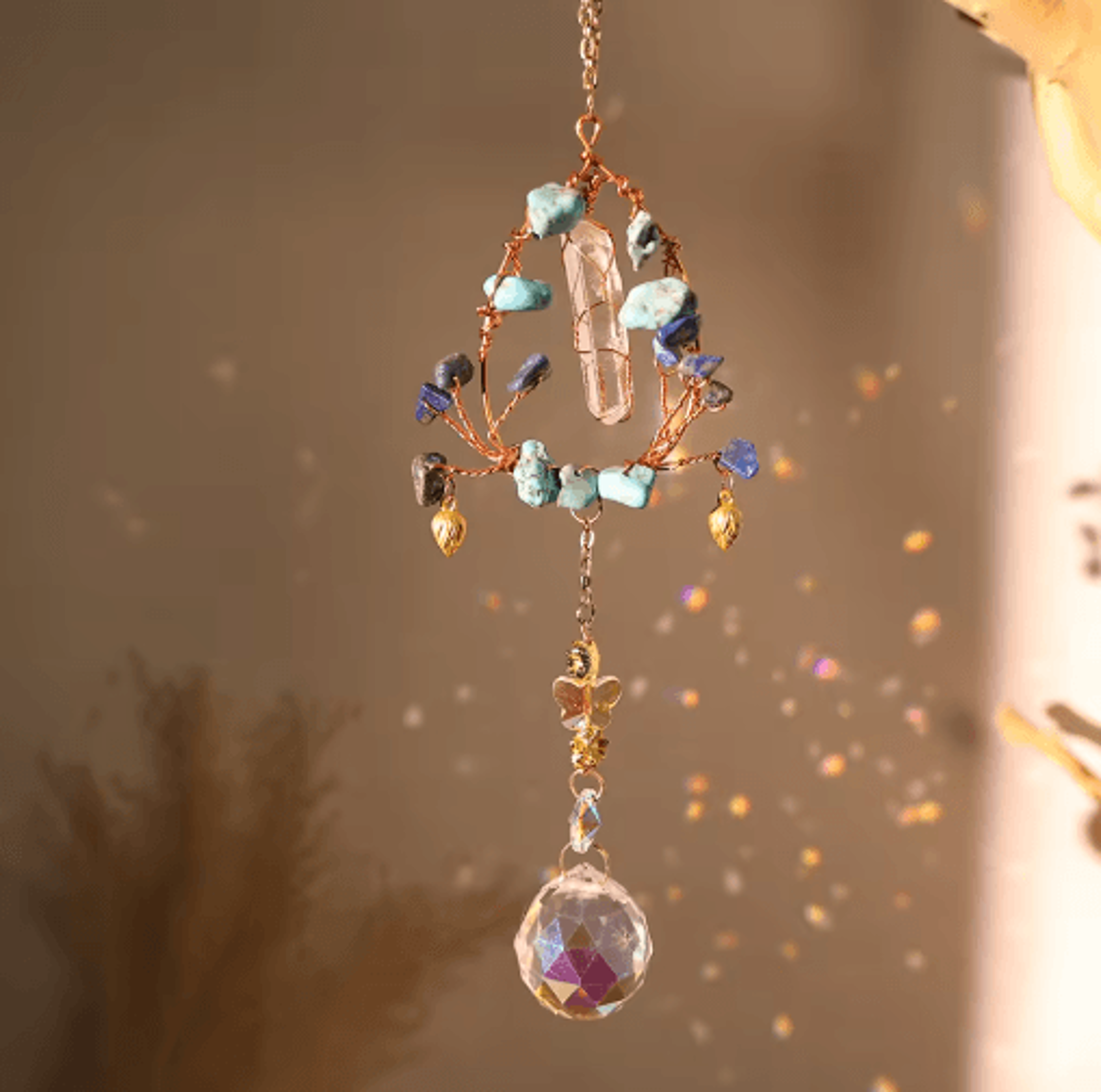 Crystal Sun  Moon Wind Chime  Prism Suncatcher Hanging Decor For Home  Garden 1