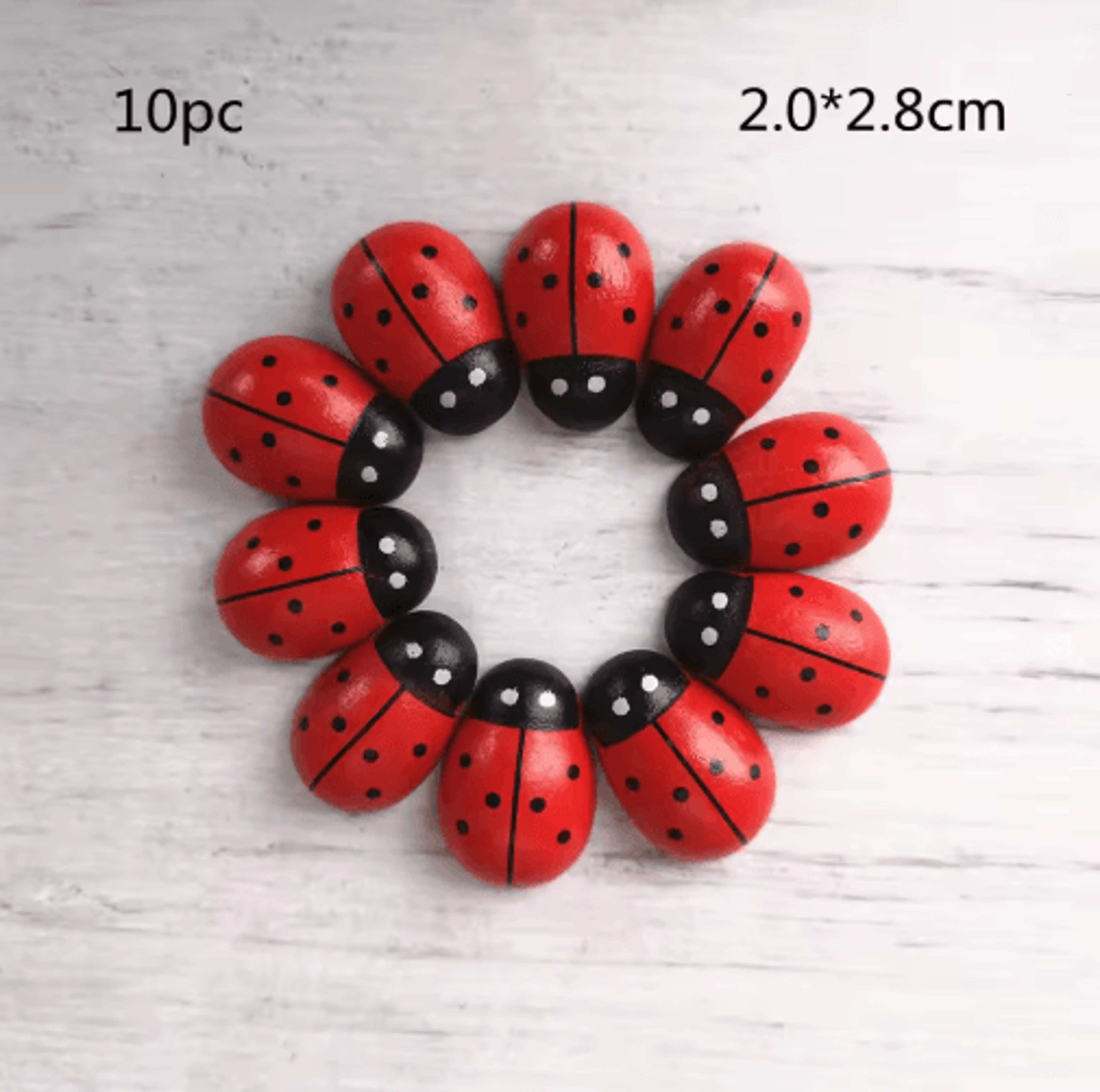 Wooden Ladybug Decor  Large Miniature Fairy Garden Ornament For DIY Crafts 3