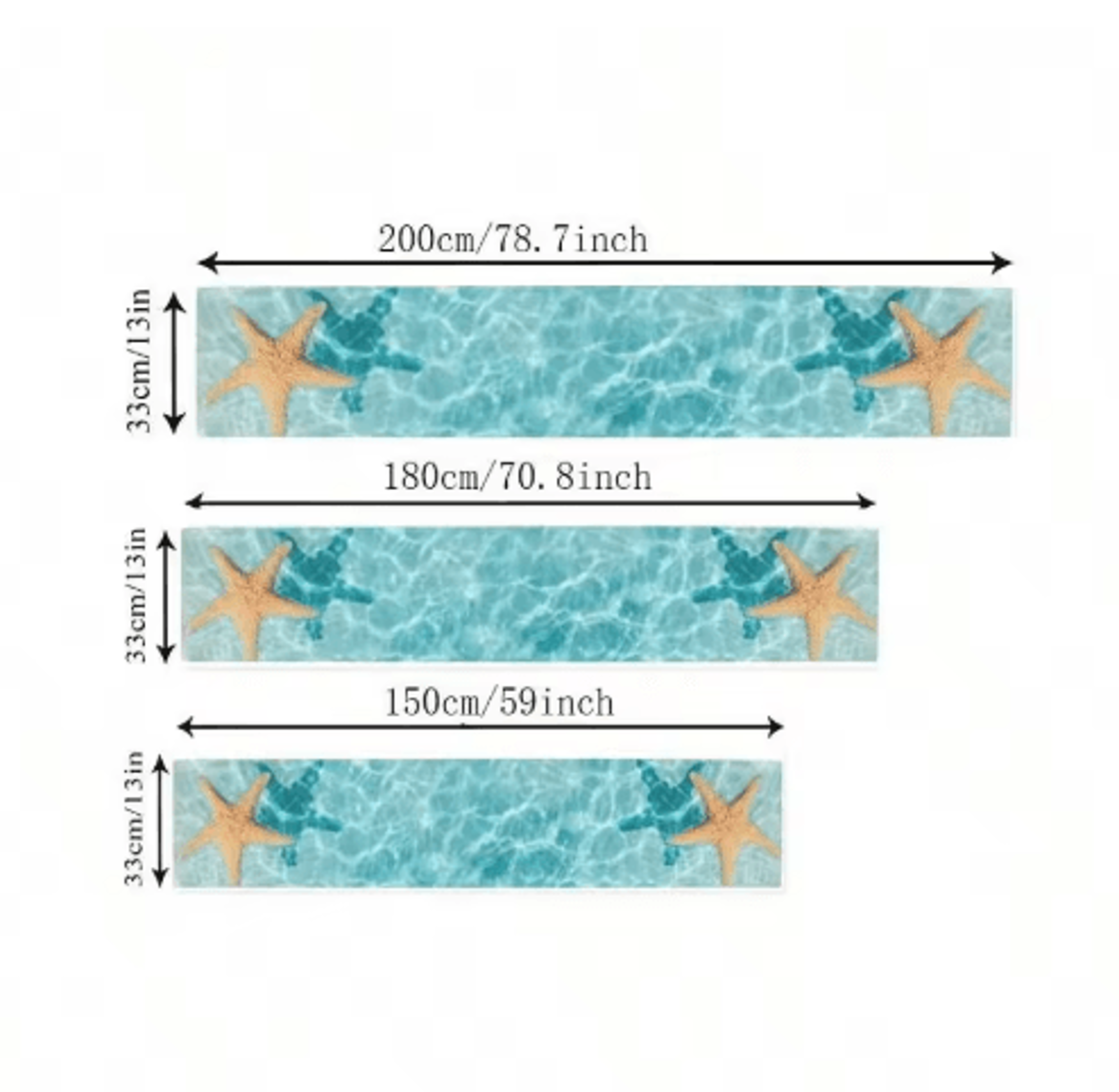 Watercolor Starfish Ocean Table Runner  Coastal Linen Table Decor For Dining  Parties 4