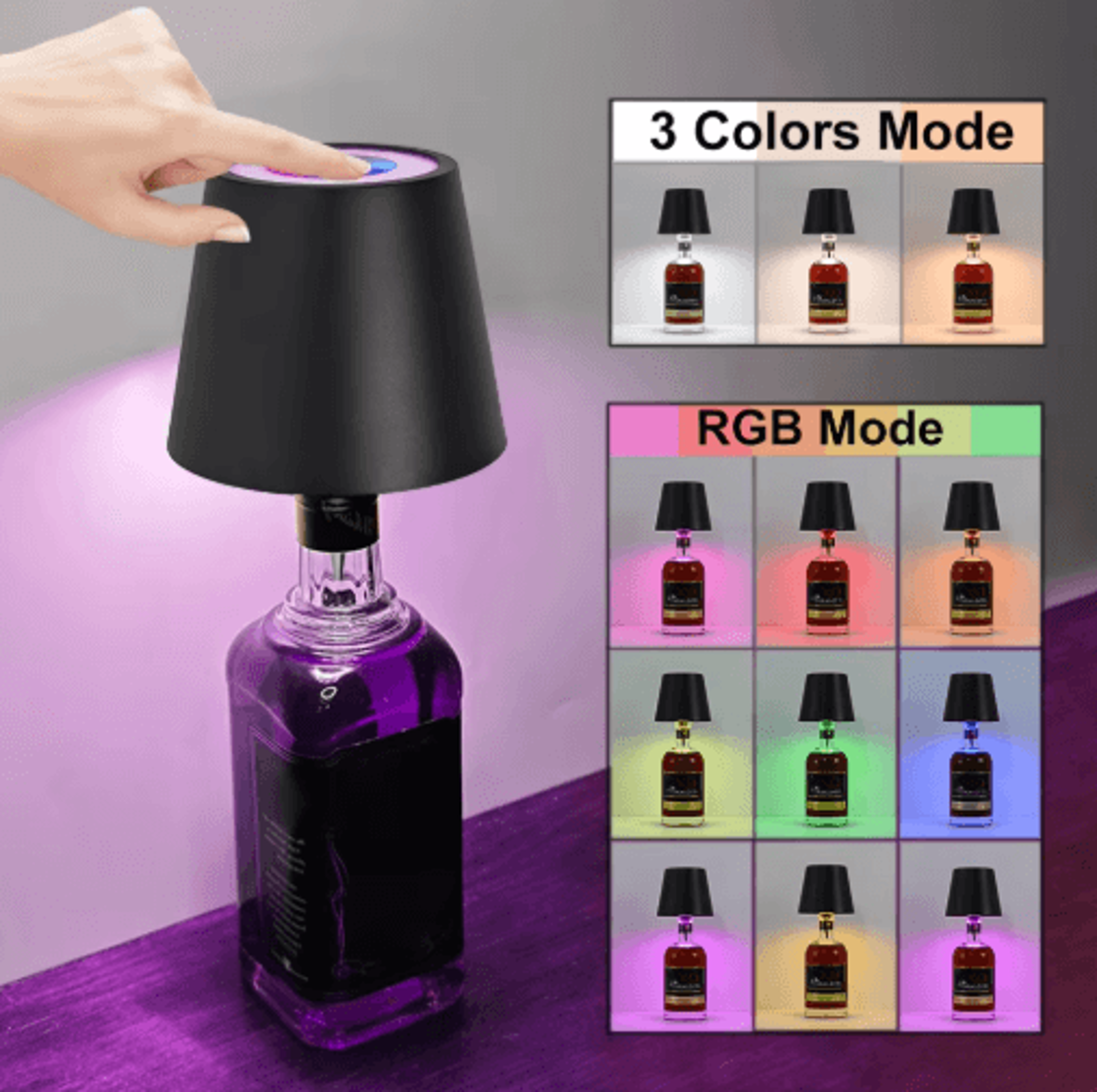Wireless LED Wine Bottle Lamp  Rechargeable Touch Control Table Light For Outdoor  Dining Ambiance 0