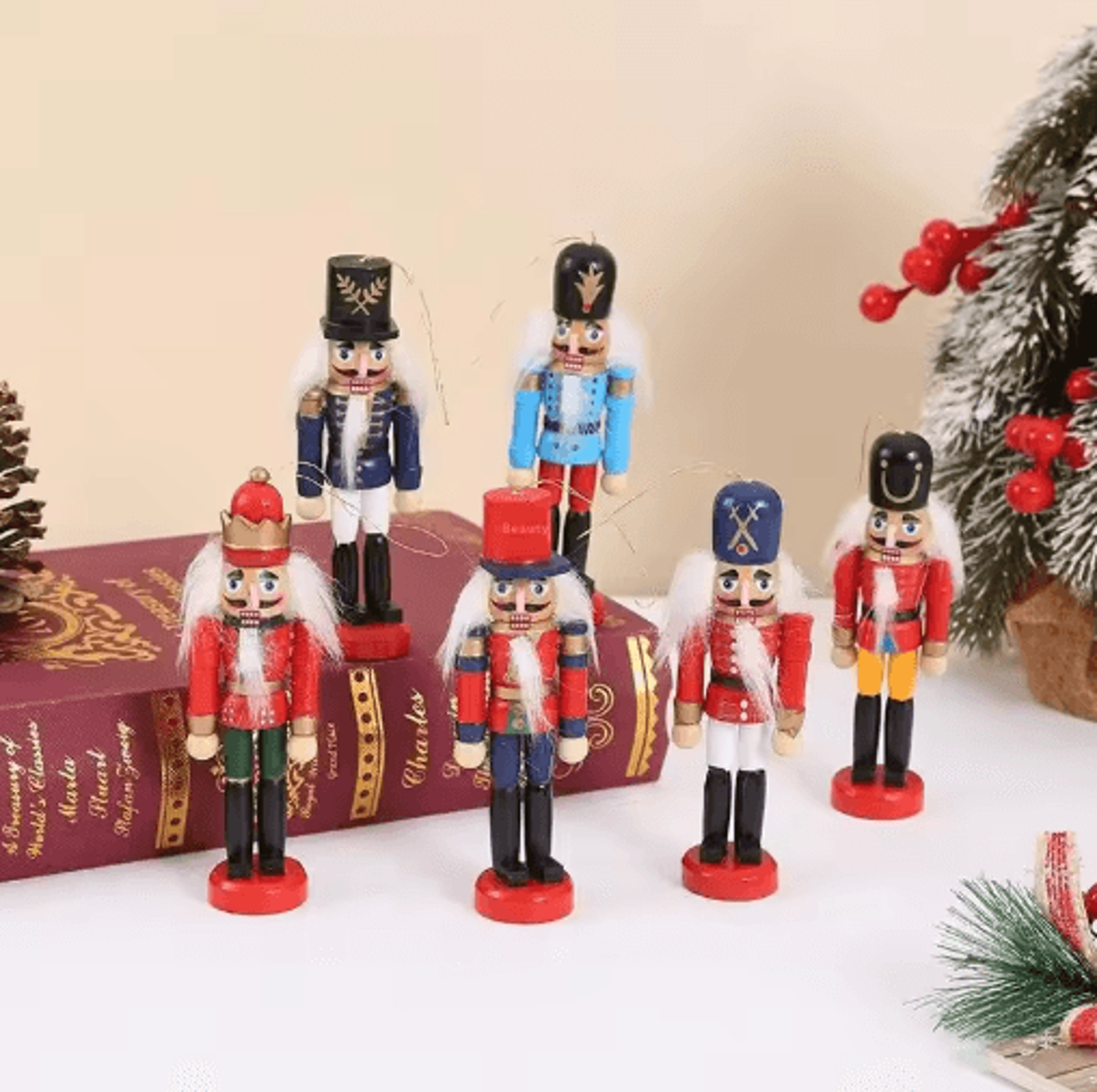 Mini Nutcracker Soldier Figurines Set  Christmas Desktop Ornaments  Holiday Decor 5