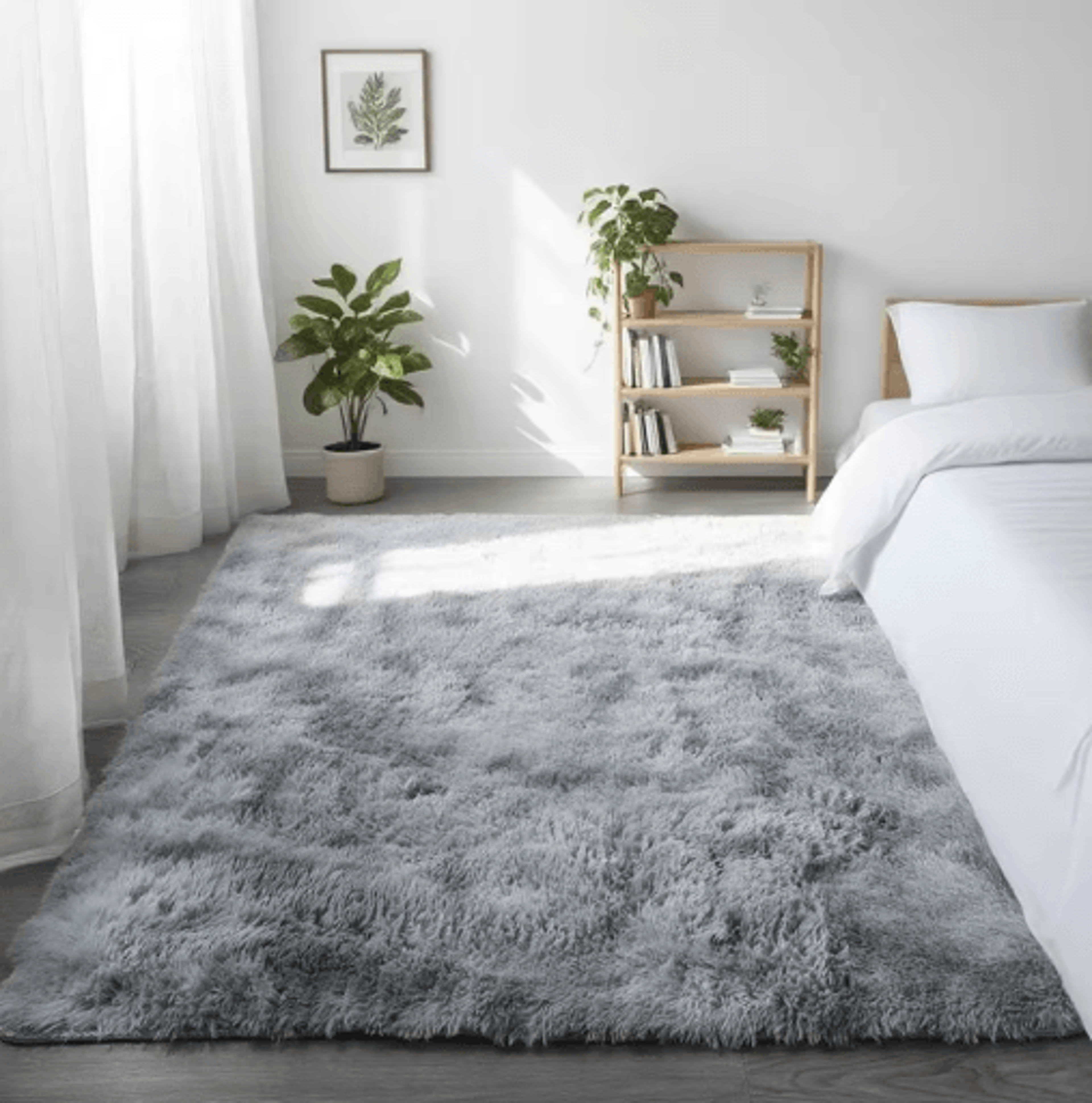 Super Soft Shaggy Gray Area Rug Fluffy Non Slip Carpet For Bedroom  Living Room 7