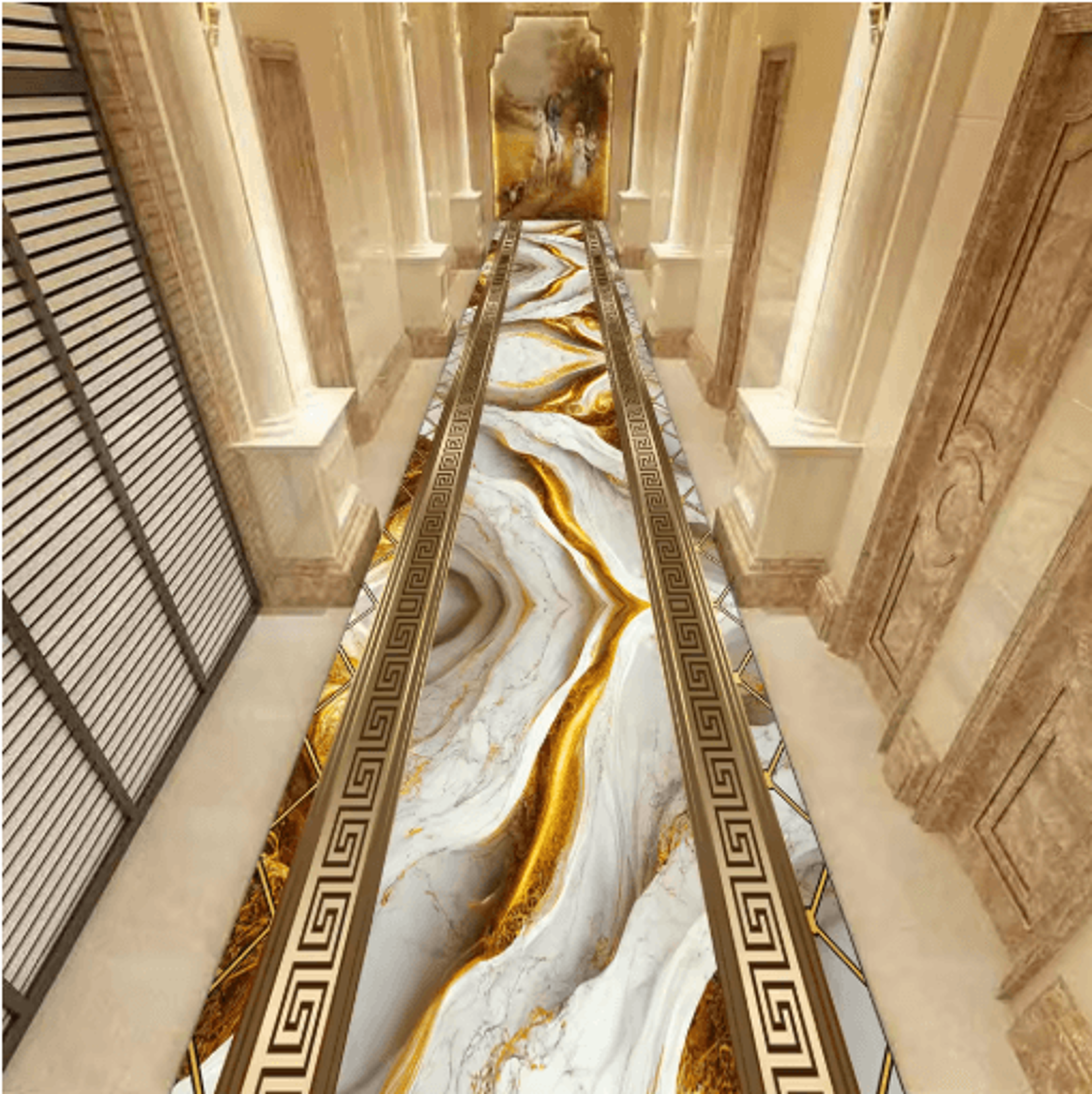 Luxury Marble Corridor Runner Rug Non Slip Custom Hallway  Stair Carpet 5