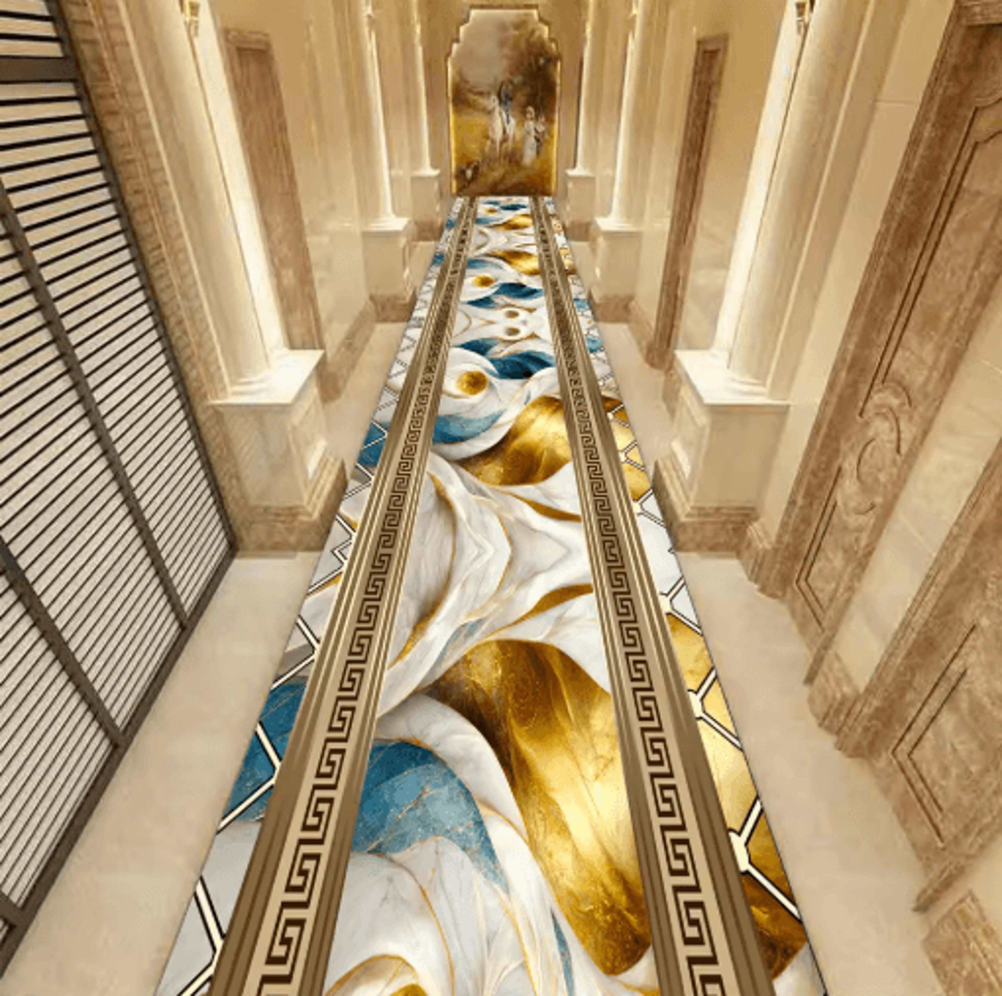 Luxury Marble Corridor Runner Rug Non Slip Custom Hallway  Stair Carpet 9