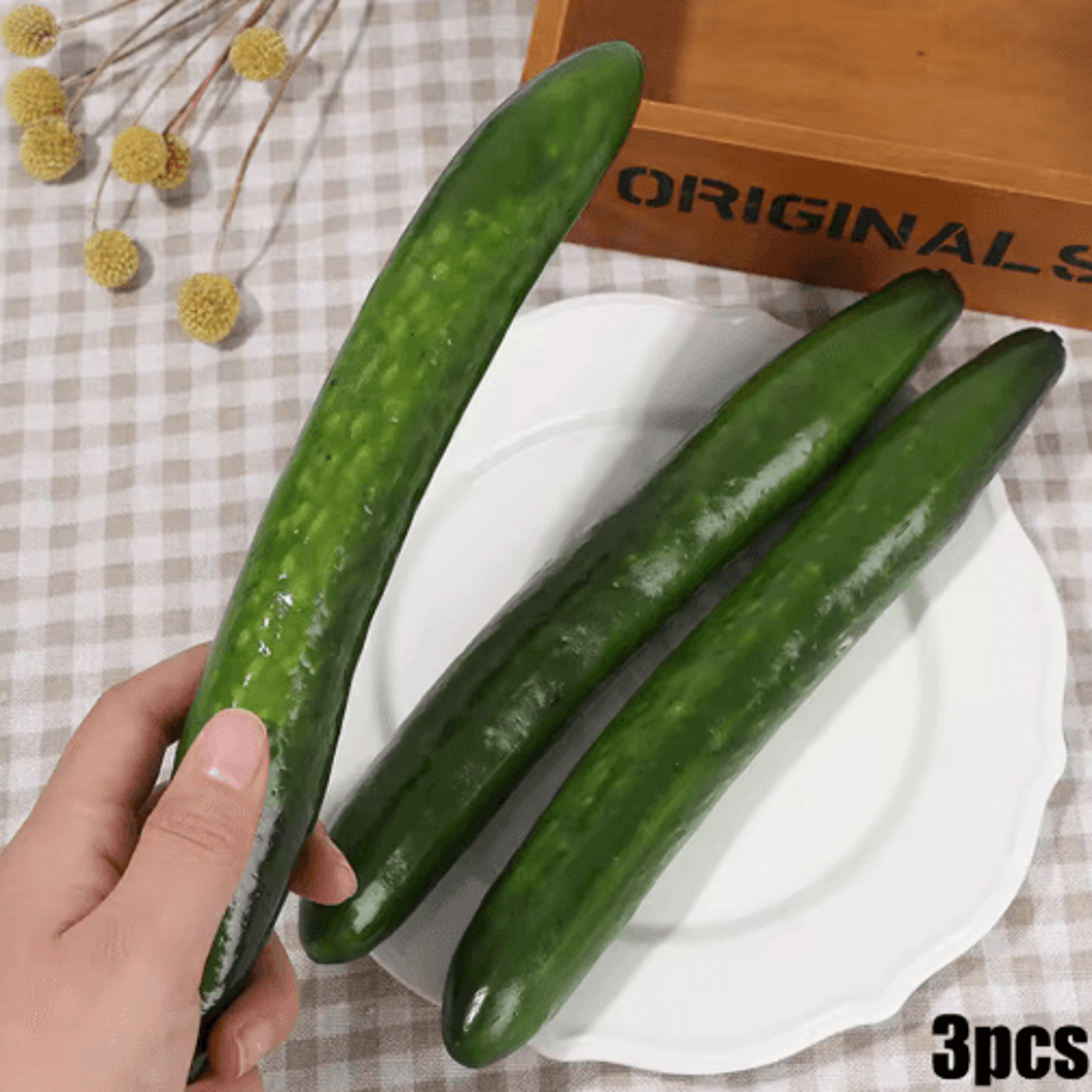 Realistic Fake Cucumber Set  Lifelike Kitchen Decoration  Display Props 3PCS 2