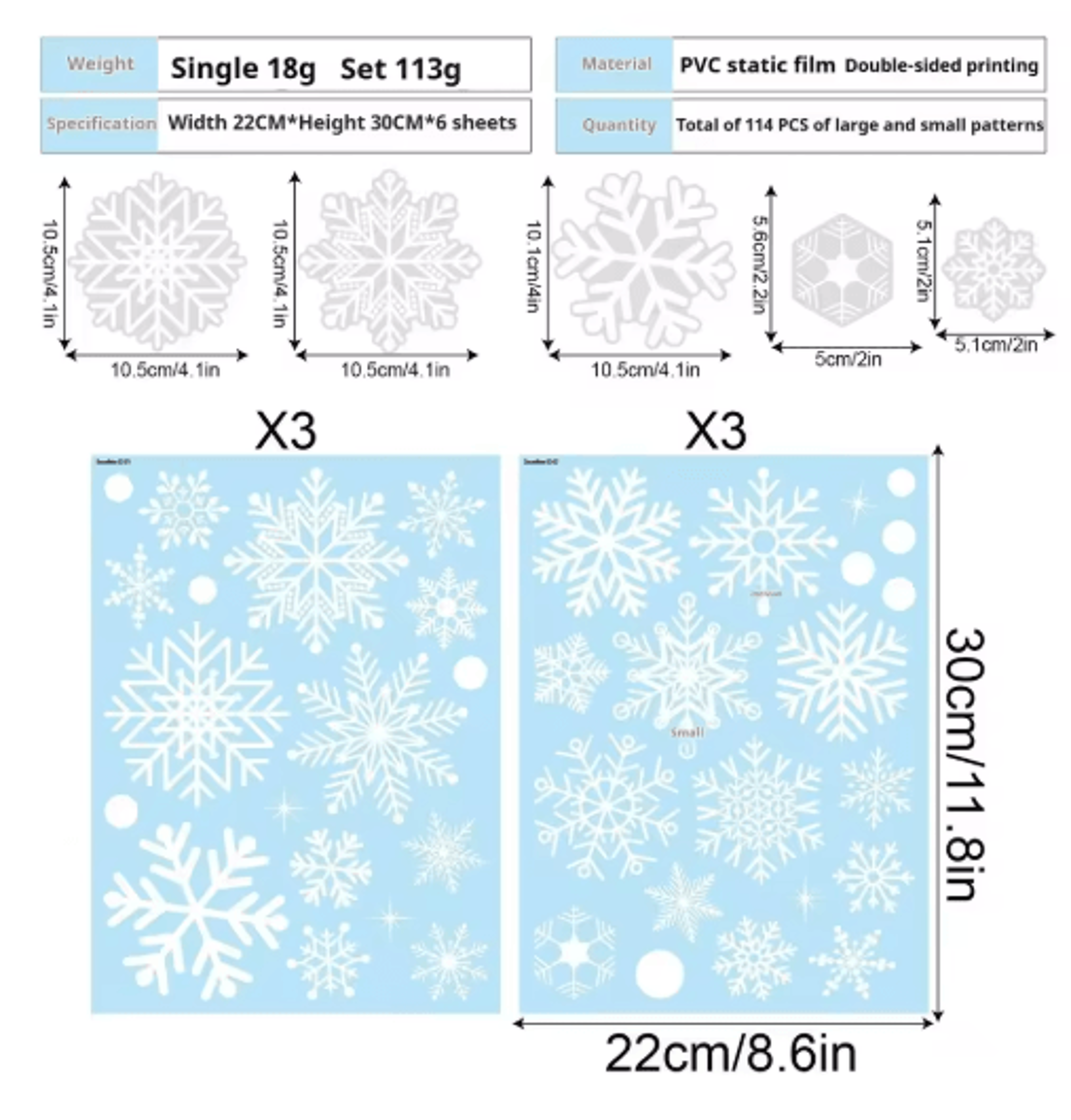 Christmas Snowflake Window Stickers Removable Holiday Wall  Glass Decor 2