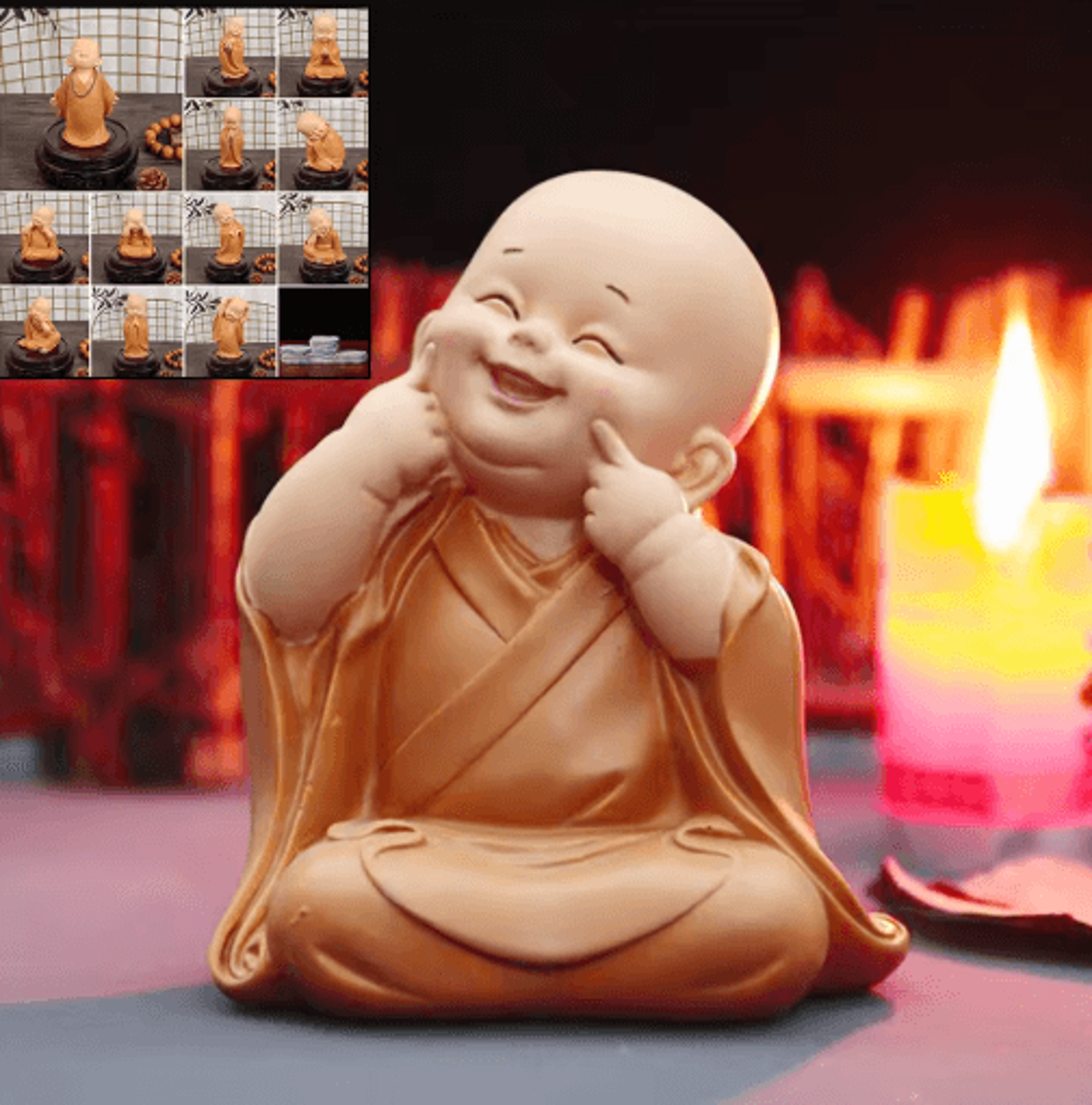 Cute Mini Monk Resin Figurine  Buddha Style Desktop Decor  Gift 12