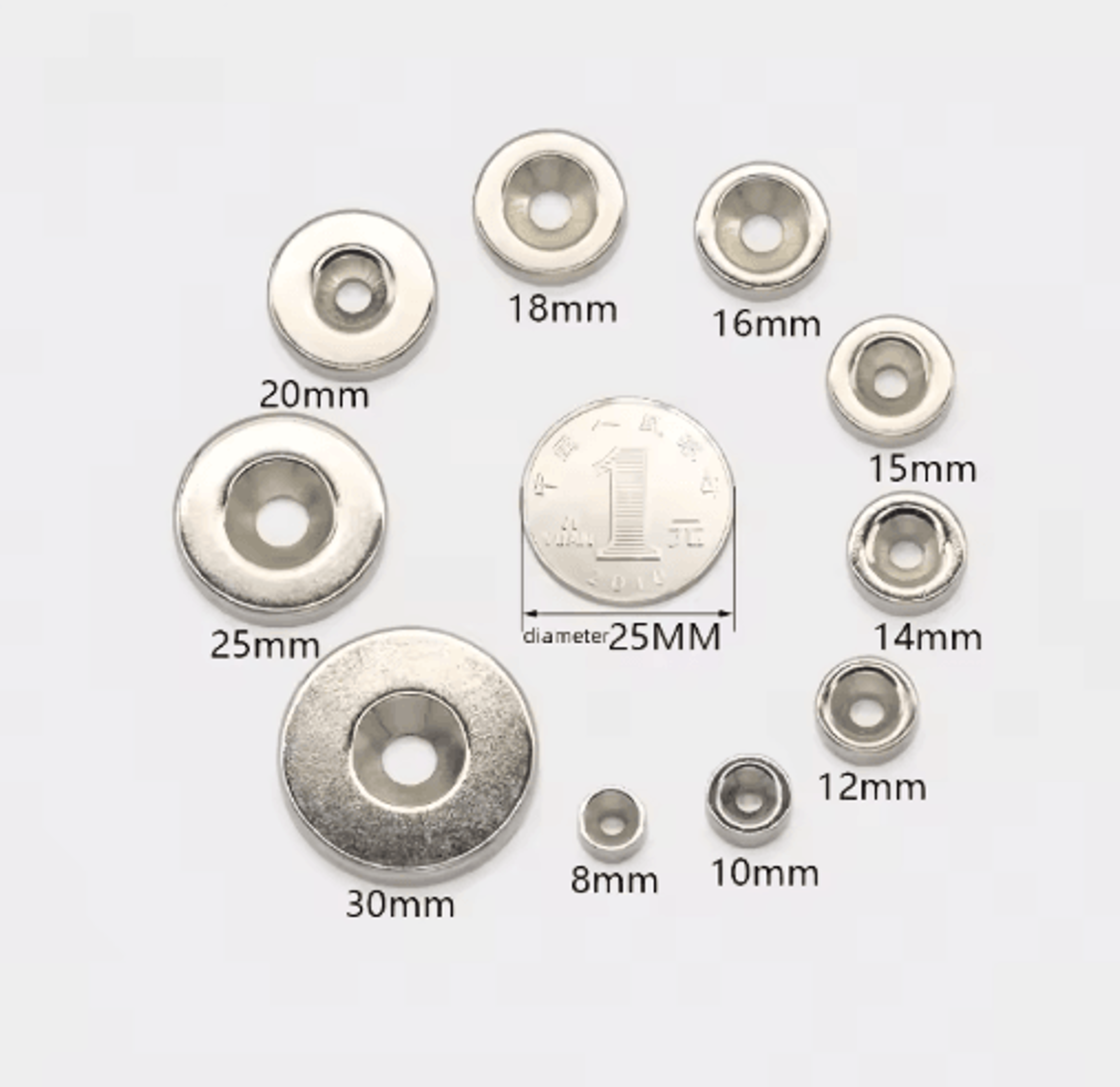 N52 Neodymium Countersunk Magnets Set  Heavy Duty 30mm Strong Disc Magnets With Hole 10 PCS 2