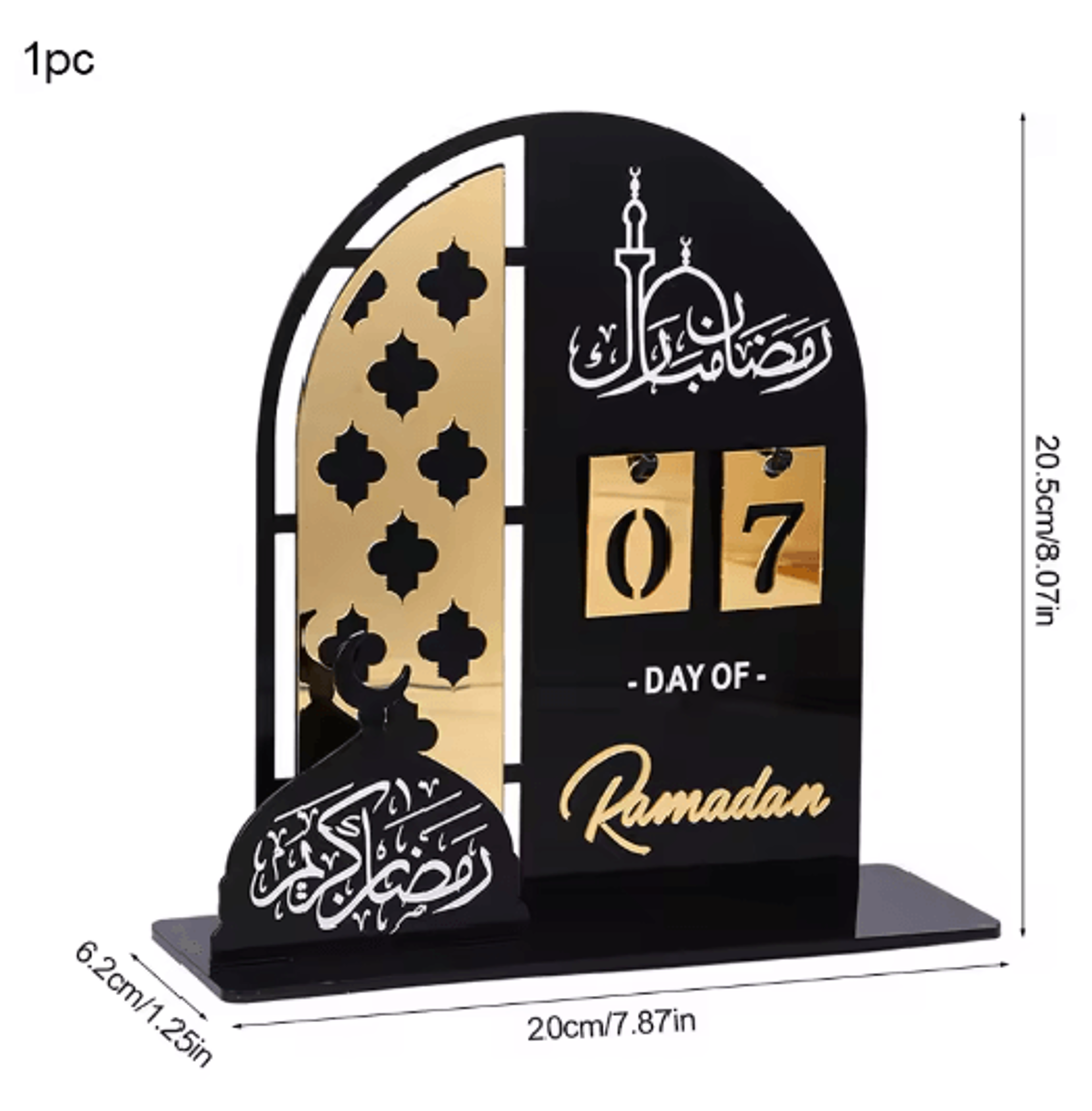 Black Gold Acrylic Ramadan Countdown Calendar Eid Mubarak Table Decor 4