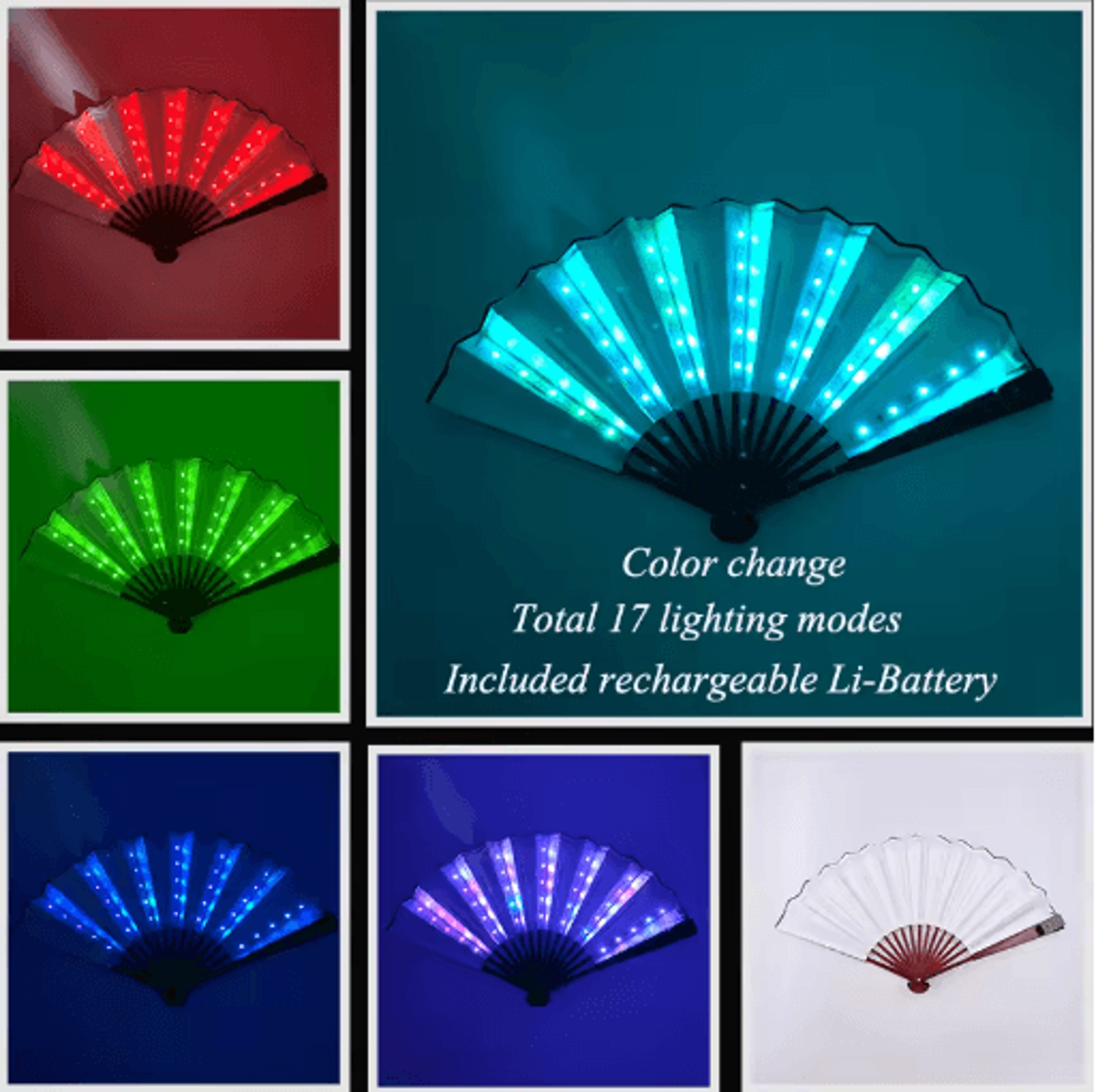 LED Neon Folding Rave Fan Glowing Party Hand Fan For Festivals  Events 11