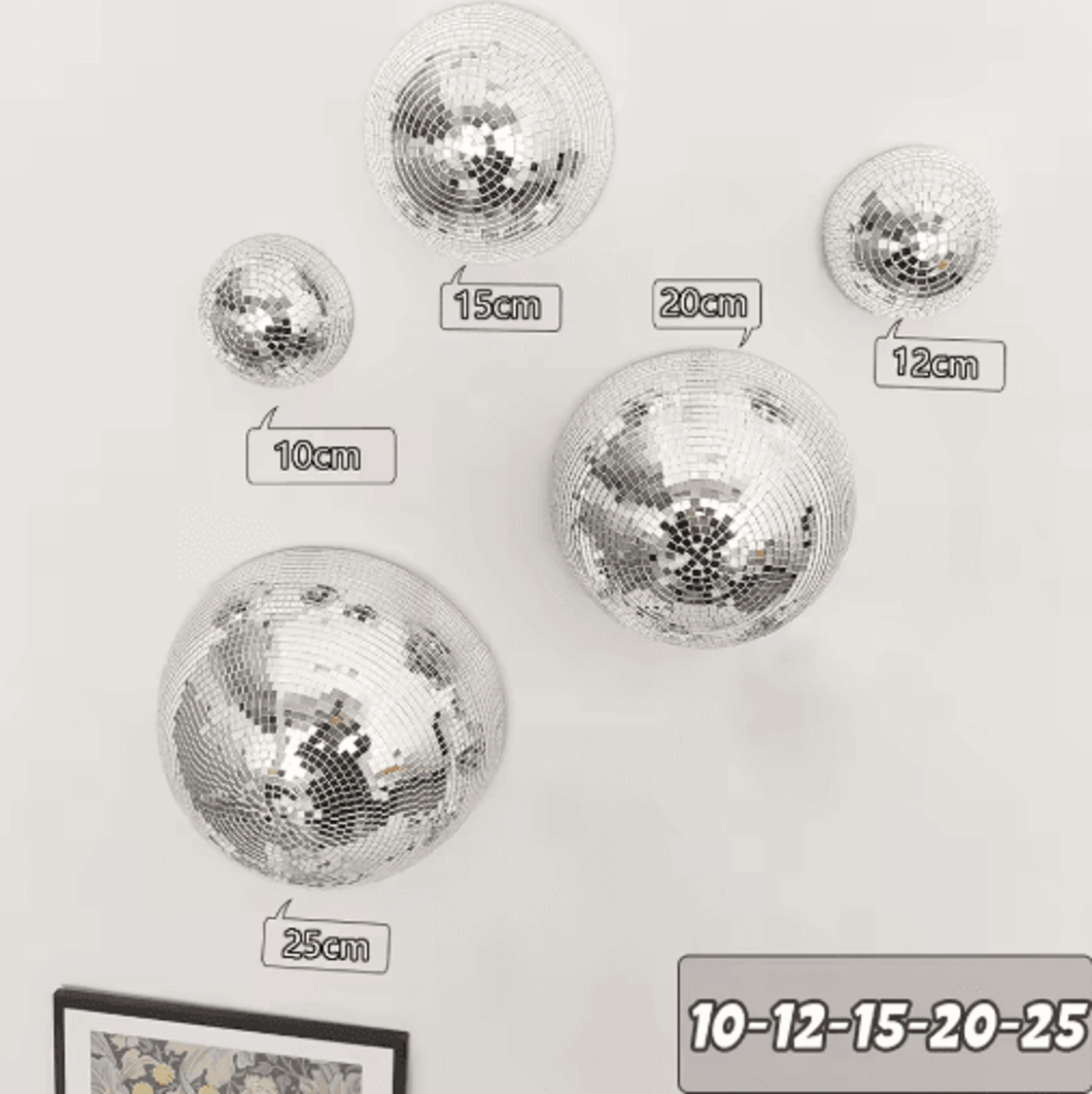 Mirrored Disco Ball Wall Art  Metallic Reflective Modern Home Decor 4