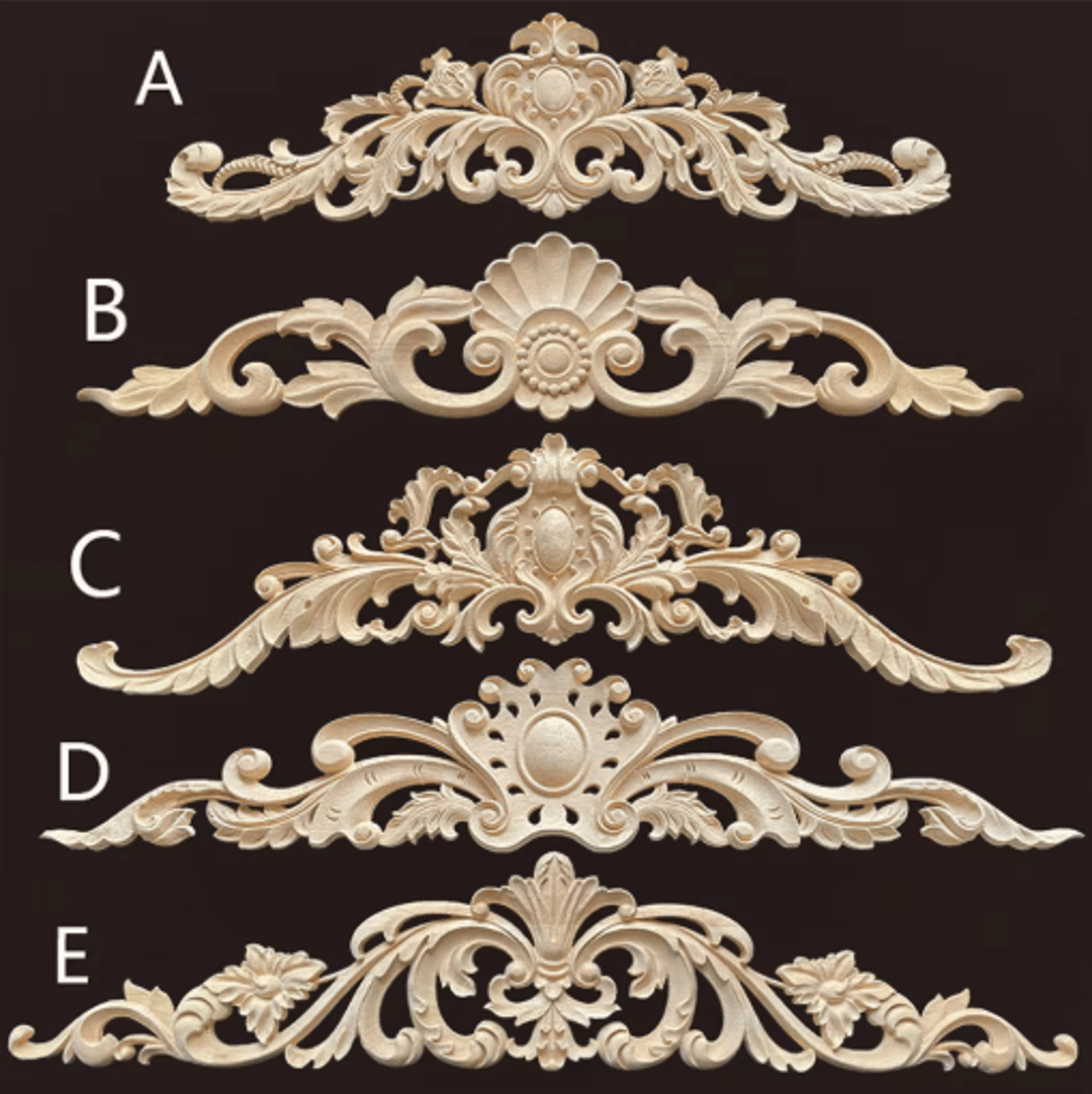 HandCarved Wooden Appliques  Onlays Decorative Furniture Trim Accents 0