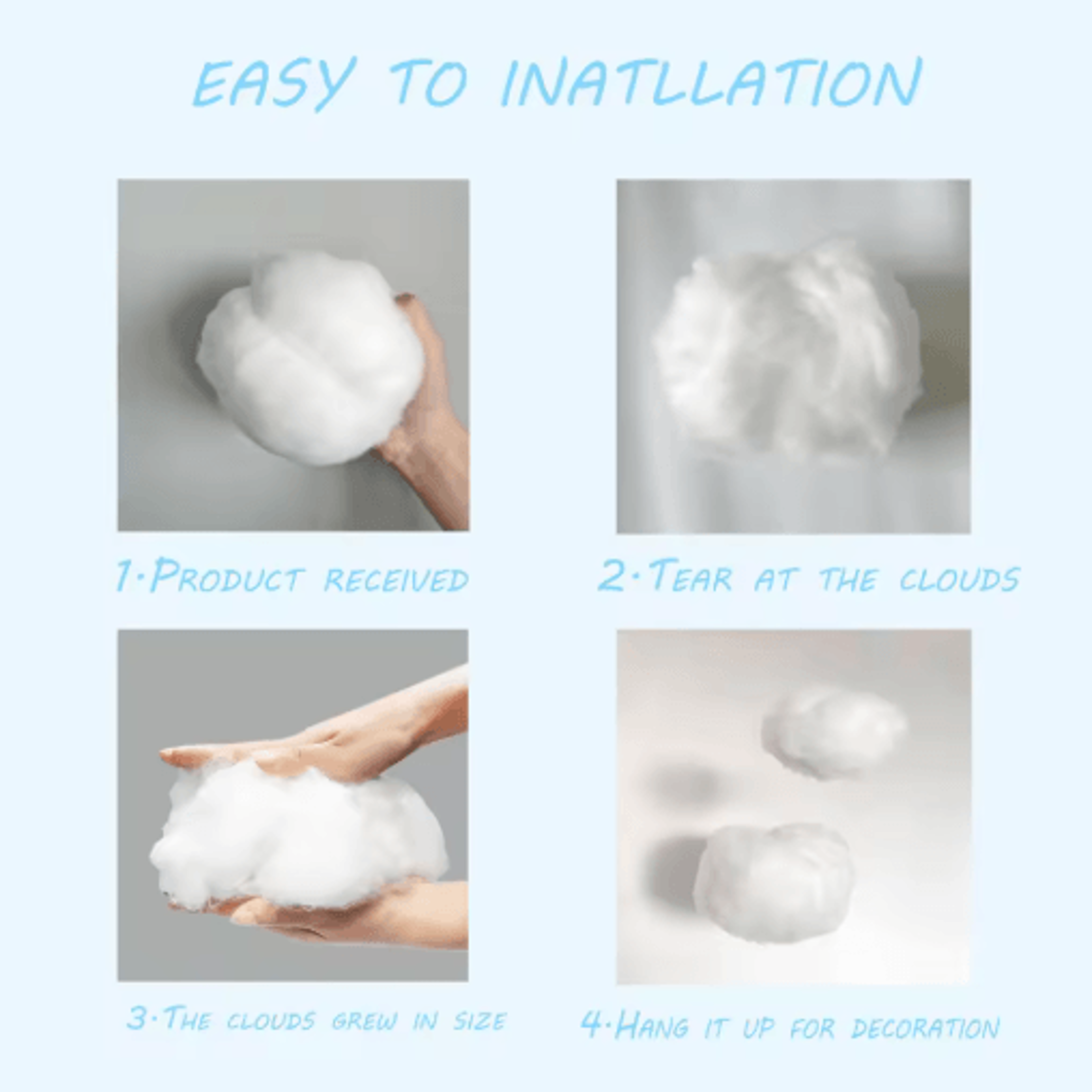3D Artificial Cloud Ceiling Decor Set 9pcs Dreamy Hanging Cloud Props 3