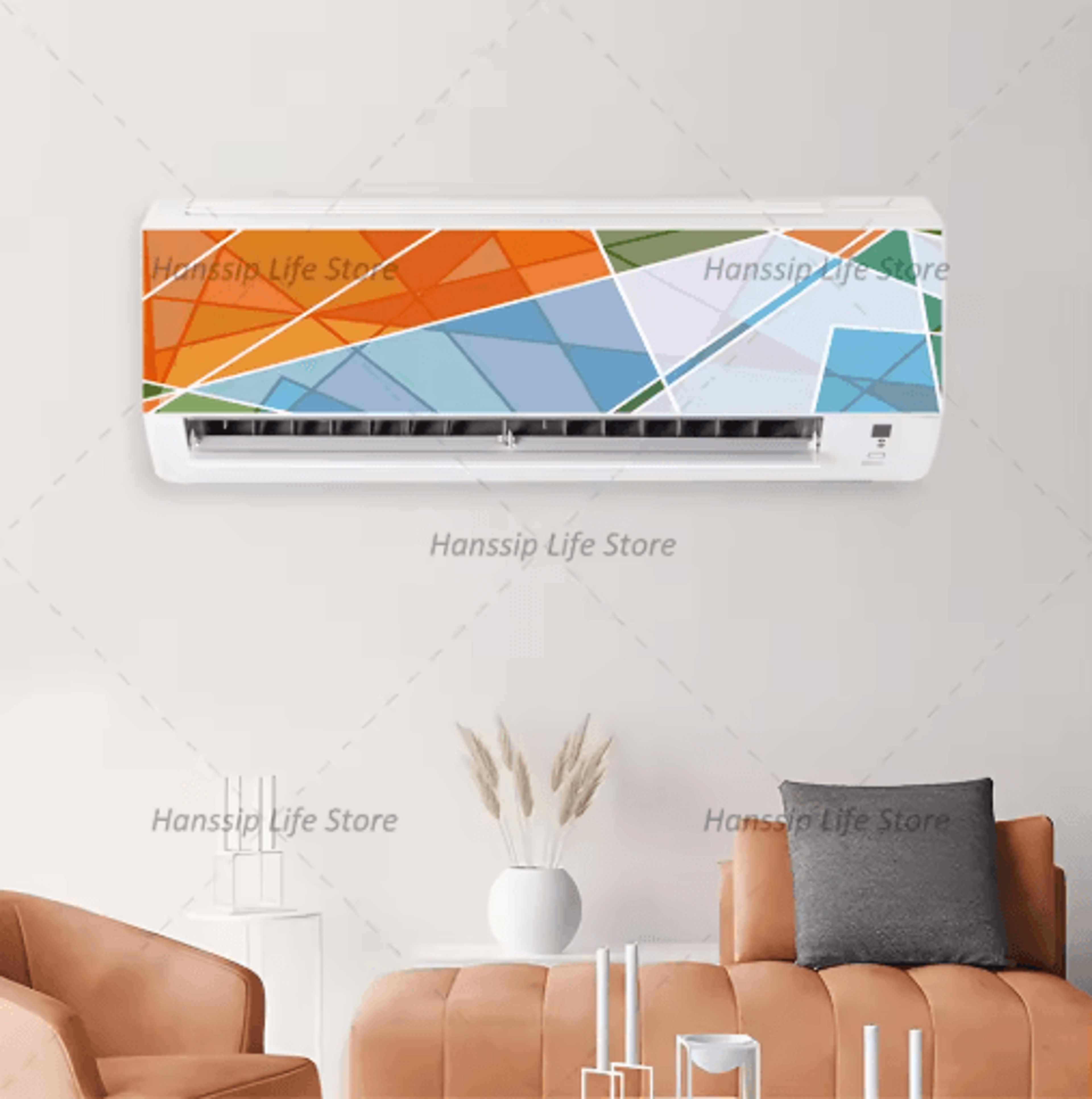 3D Geometric Air Conditioner Panel Sticker Abstract Illusion Wall Decal 8