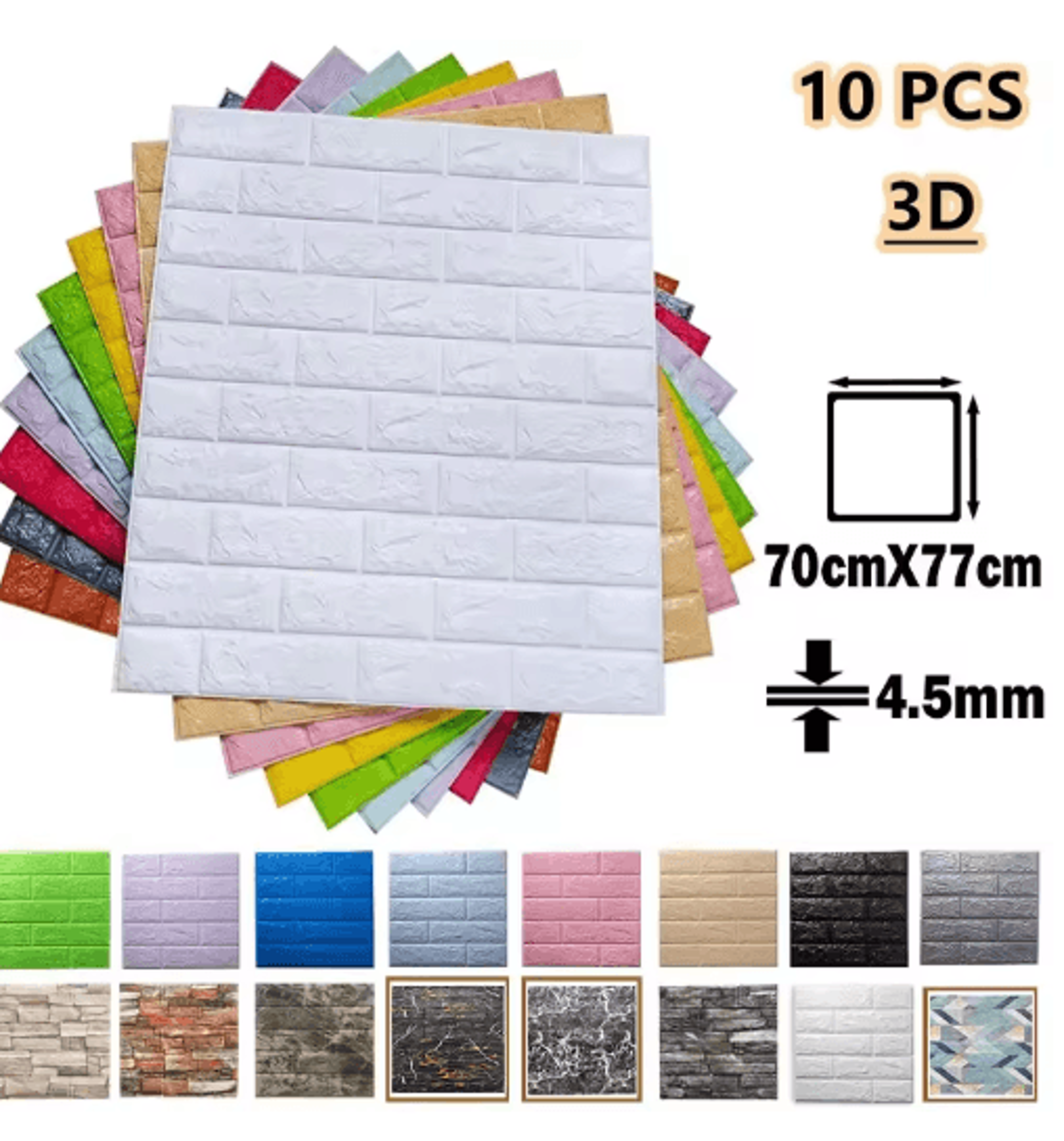 3D Self Adhesive Brick Wall Stickers 10pcs Foam DIY Decor Panels 0