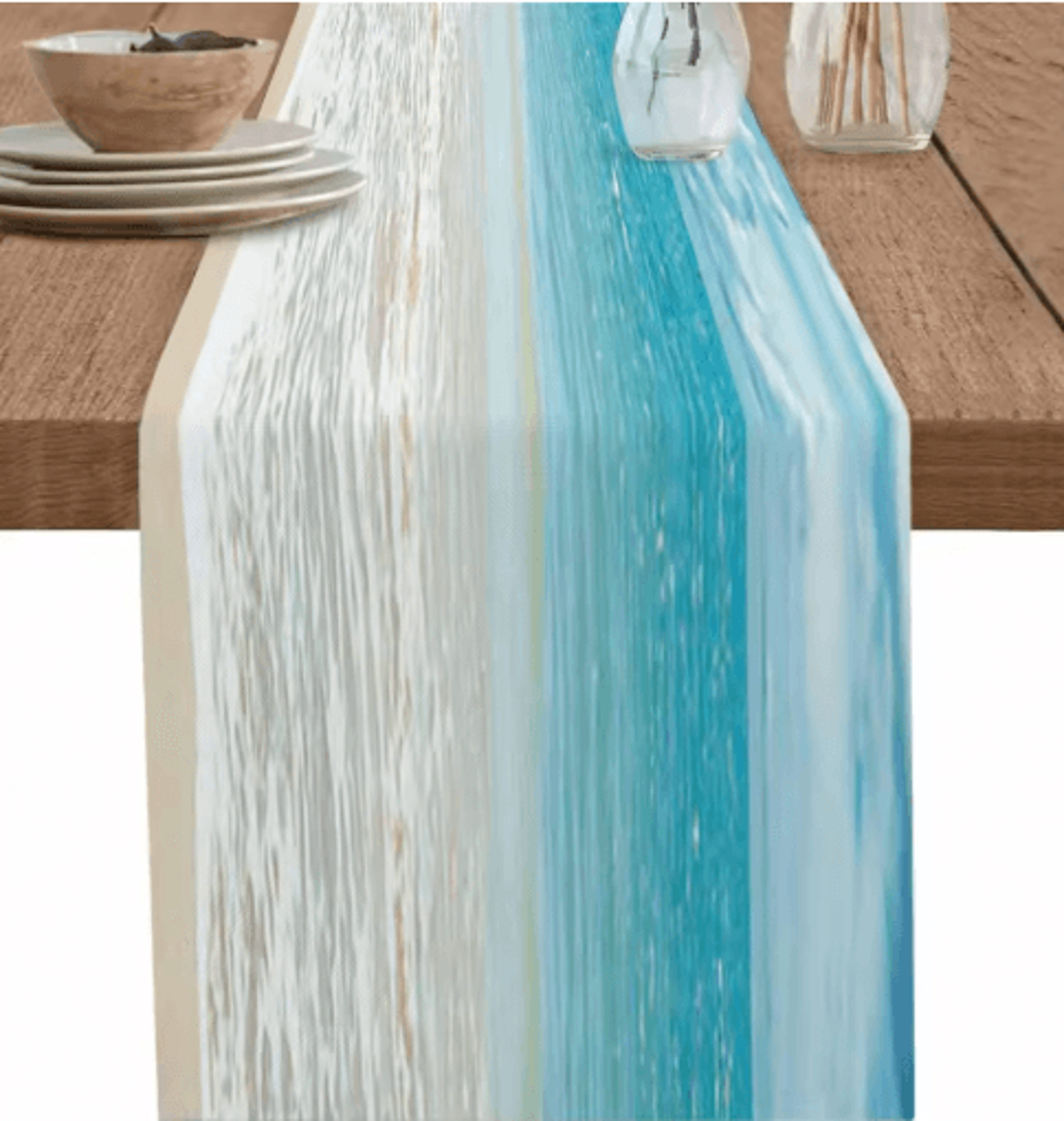 Ocean Beach Linen Table Runner Coastal Summer Dining Table Decor 0