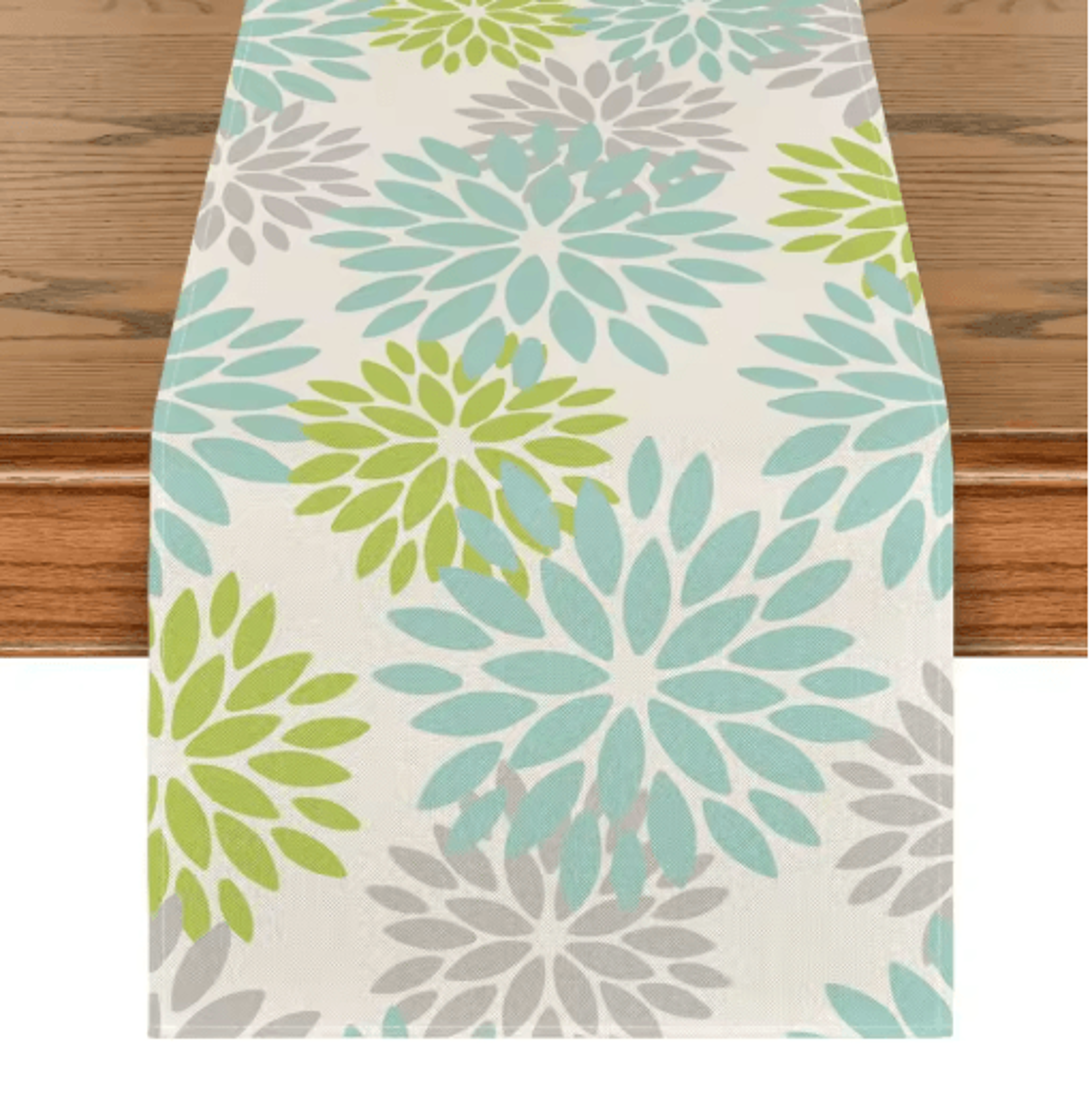 Blue Dahlia Floral Linen Table Runner Elegant Spring  Summer Table Decor 7