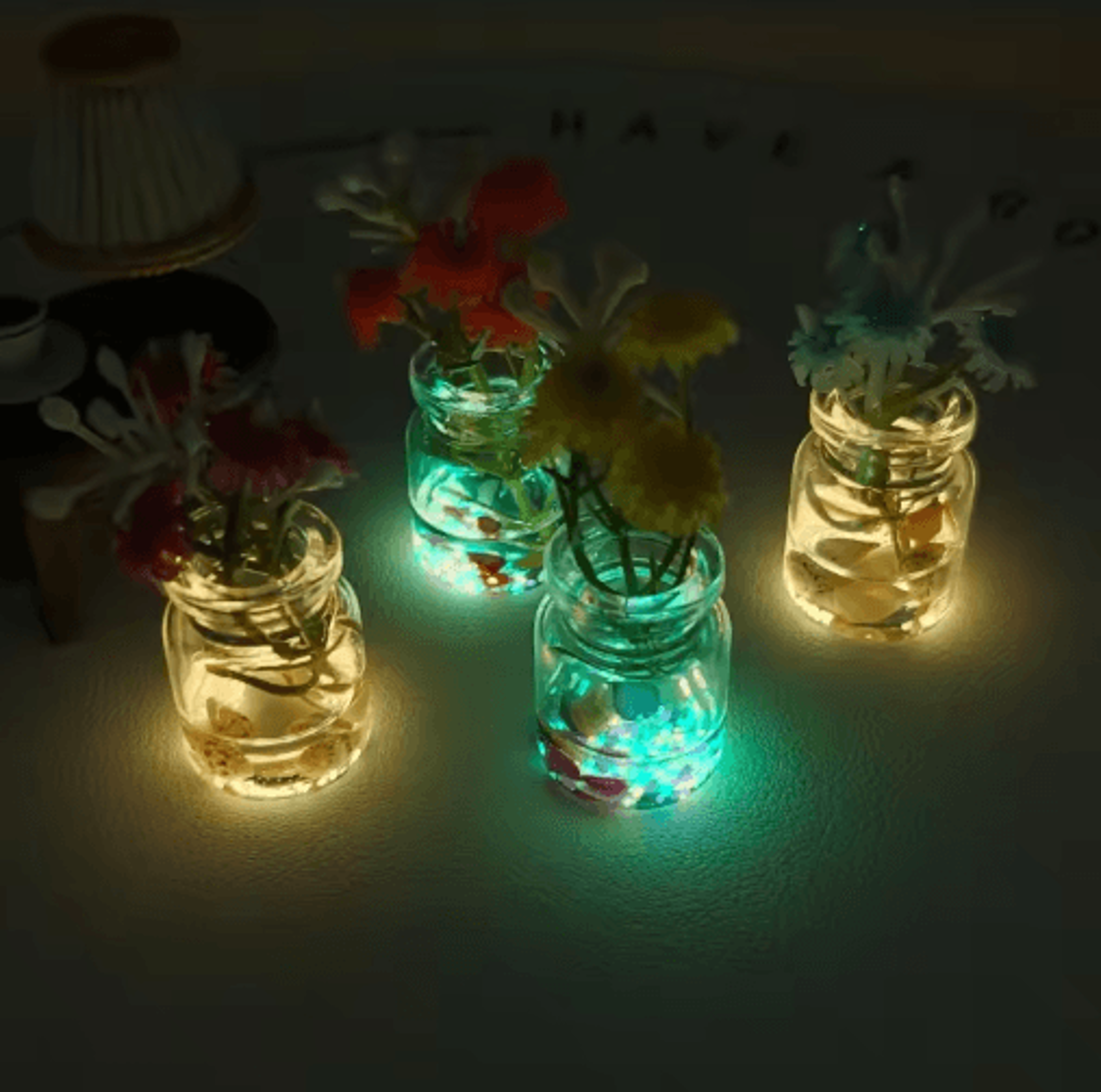 GlowintheDark Artificial Flower Vase Elegant Car  Home Table Decor 6